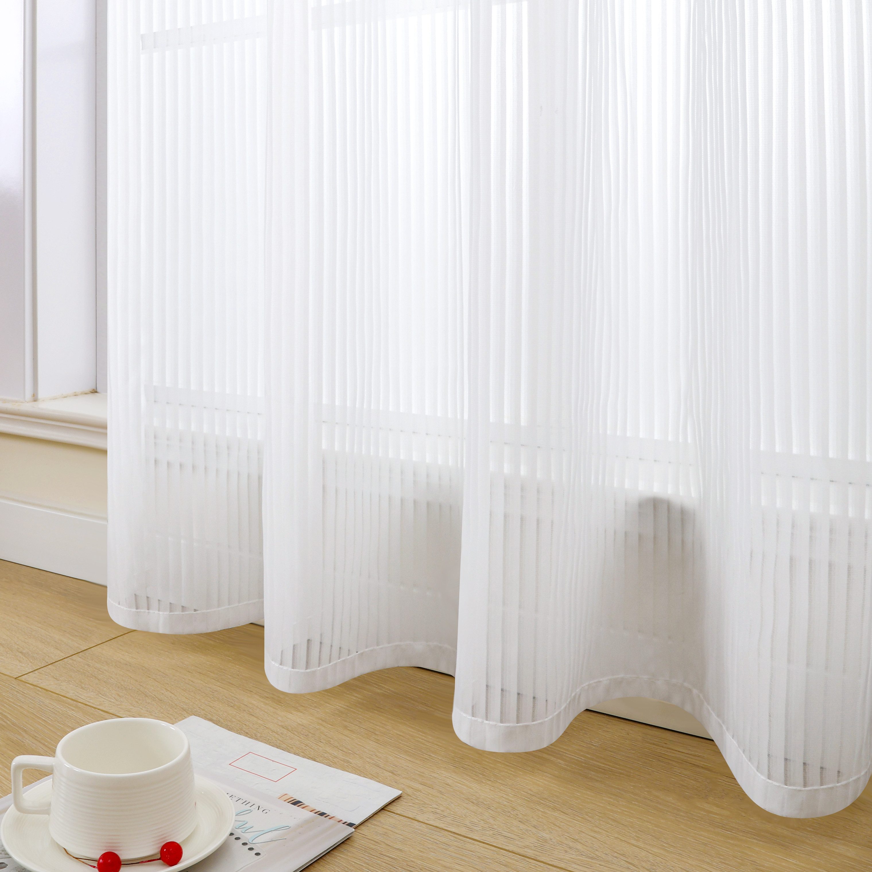 OTTO home Gardine Fritty (2 St), Ösen, transparent, Ausbrenner, Ösen, transparent, Pflegeleicht, elegante Längststreifen