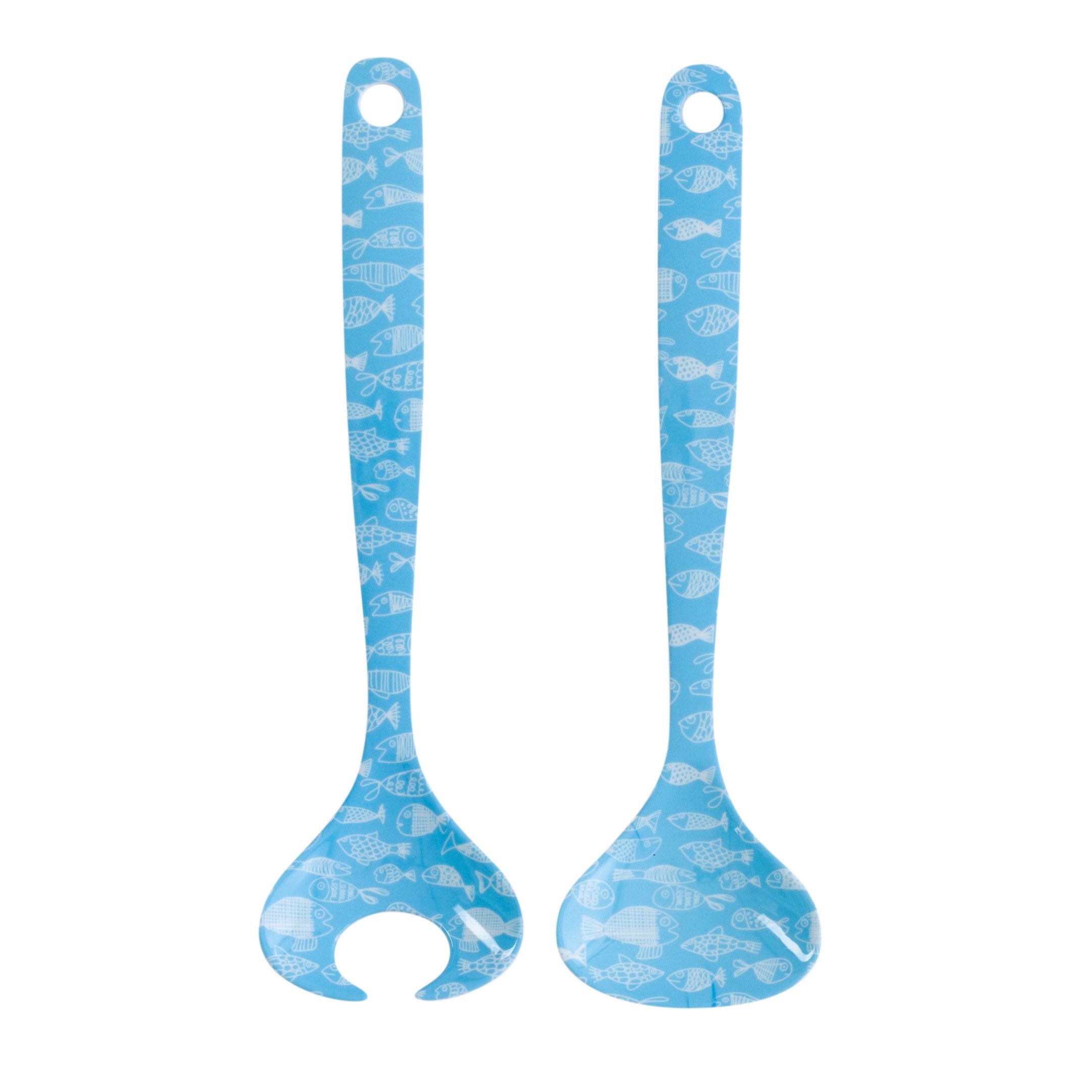 Overbeck And Friends Salatbesteck Crazy Fish (Melamin, 2-tlg., ca. 26,5 x 7,3 x 2,2 cm), Servierbesteck, langlebig, leicht, robust