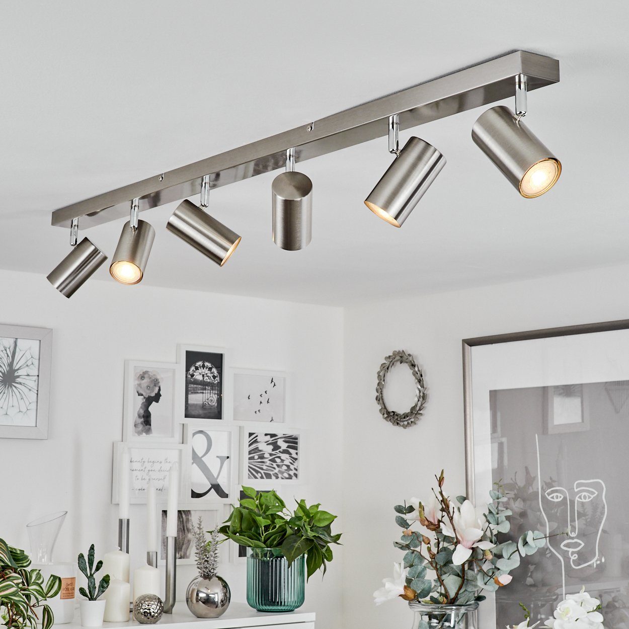 Nickel-matt, im hofstein 6xGU10 Deckenleuchte in Design aus ohne Leuchte »Gambellara« mit Metal Leuchtmittel, modernen Deckenlampe Schirmen, moderne drehbaren