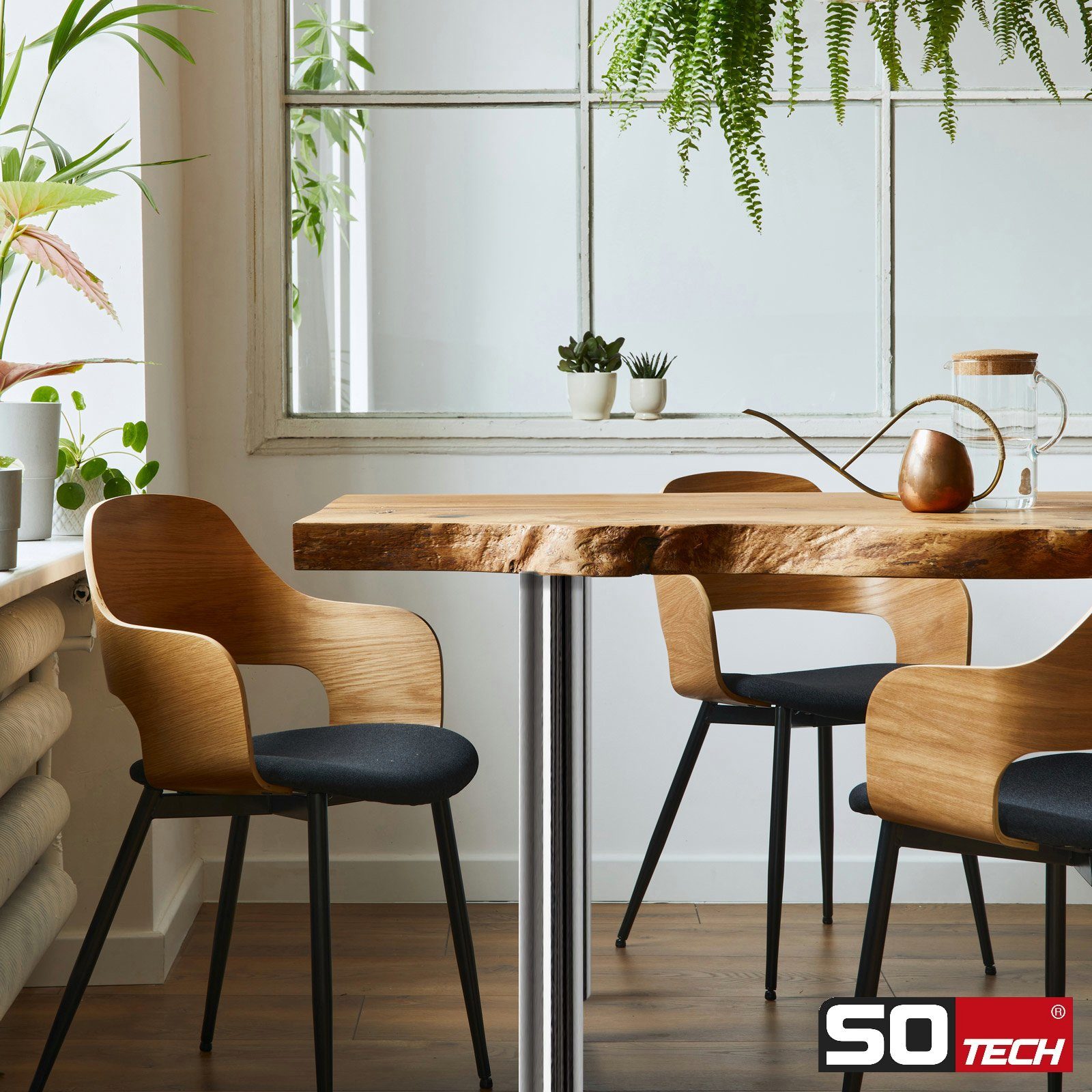 SO-TECH® Tischbein Ø 76 / 80 mm, belastbar bis 75 kg pro Stück, H: 71cm, Stahl, Chrom poliert, höhenverstellbar bis 32mm, 1x