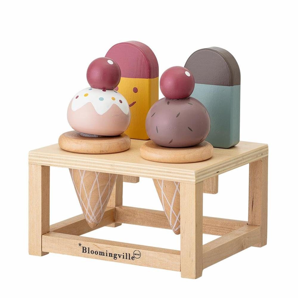 Bloomingville Spiellebensmittel Spielset Eis, (5teiliges Set, 5-tlg), Holz Eiscreme Stieleis Kugeleis Holzspielzeug Kinderküche Zubehör