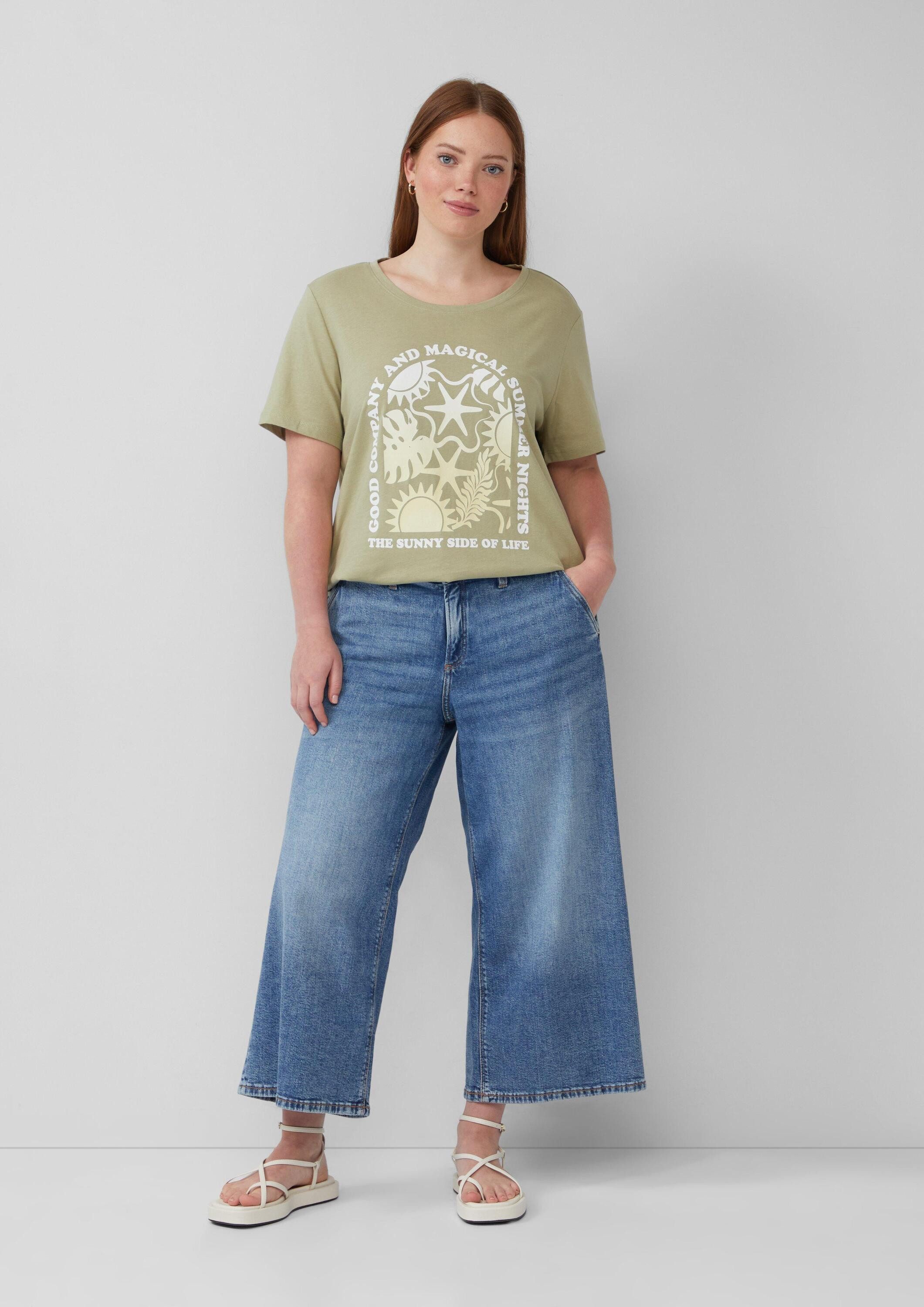 QS Kurzarmshirt T-Shirt Baumwoll T-Shirt mit Frontprint