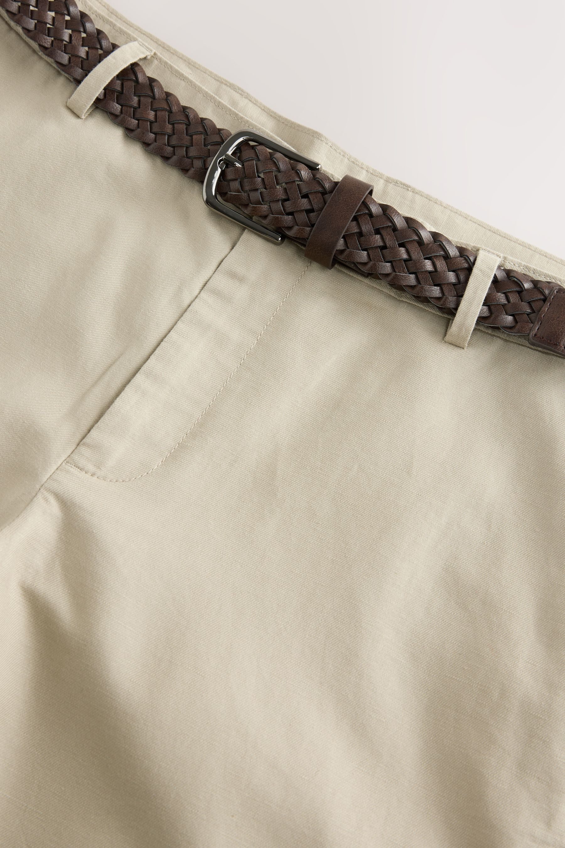 Next Chinohose Chinohose mit Gürtel aus Leinenmischfaser (1-tlg)