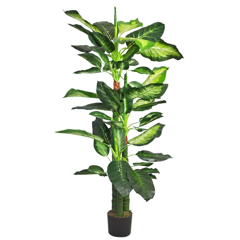 Kunstbaum Dieffenbachie Kunstpflanze Kunstbaum Künstliche Pflanze 130 cm Dieffenbachie, Decovego, Höhe 130 cm