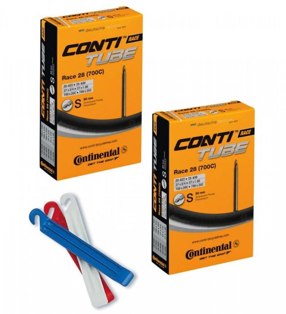Fahrradschlauch NAGO 2x Conti Schlauch Race 28 Zoll 700x20/25C 18/25-622/630 SV 80mm 1