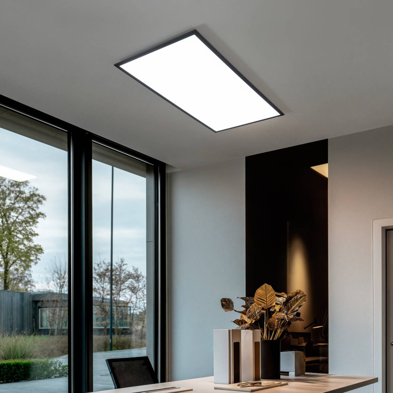 Lindby LED Panel Nelios, LED, Metall, Schwarz Farbwechsel warmweiß / tageslicht IP20 mit Fernbedienung, LED 45 W gesamt, Farbwechsel warmweiß / tageslicht