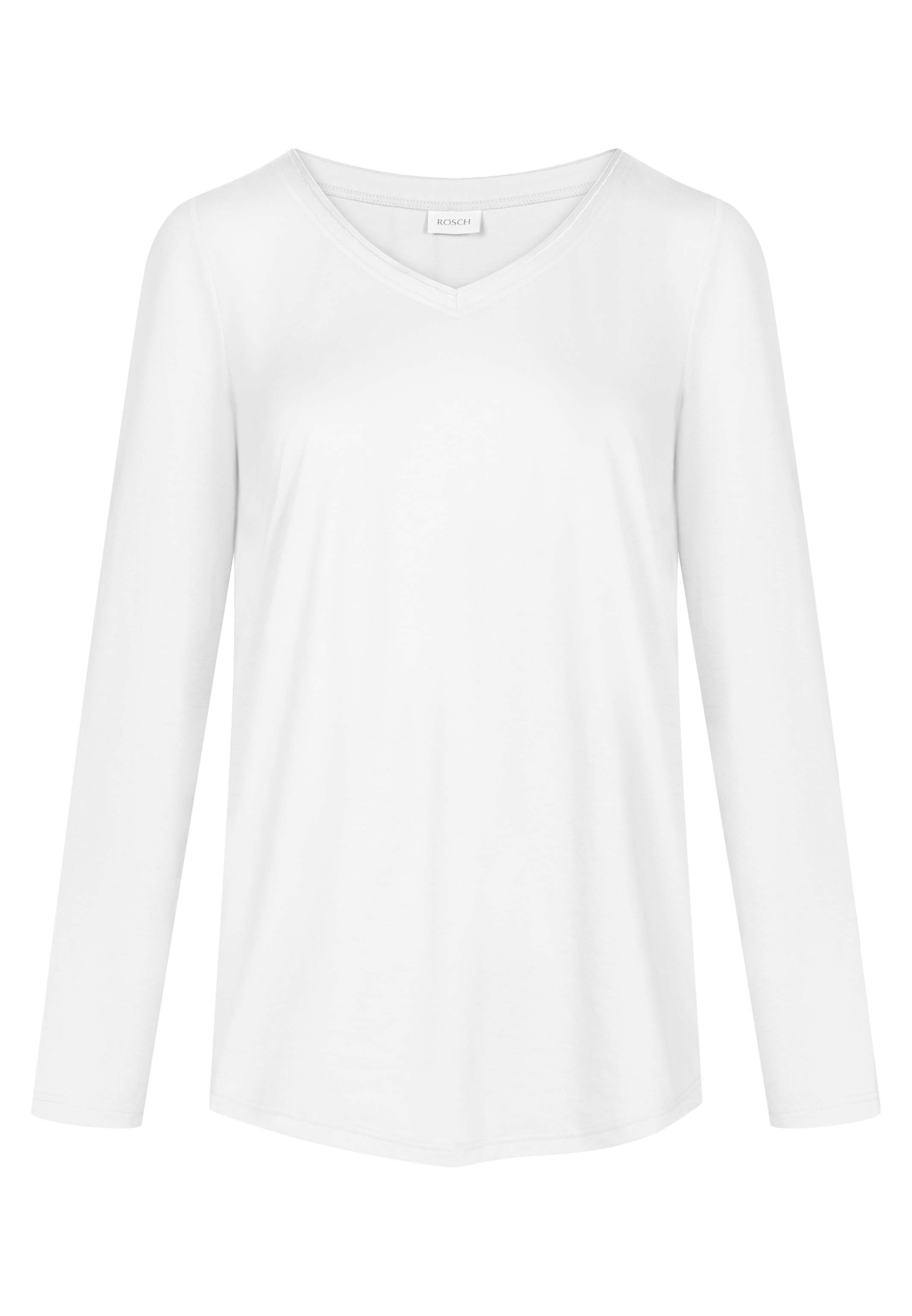 Baumwolle Pyjamaoberteil Shirt (1-tlg) - Schlafanzug - Basic Weiß Rösch