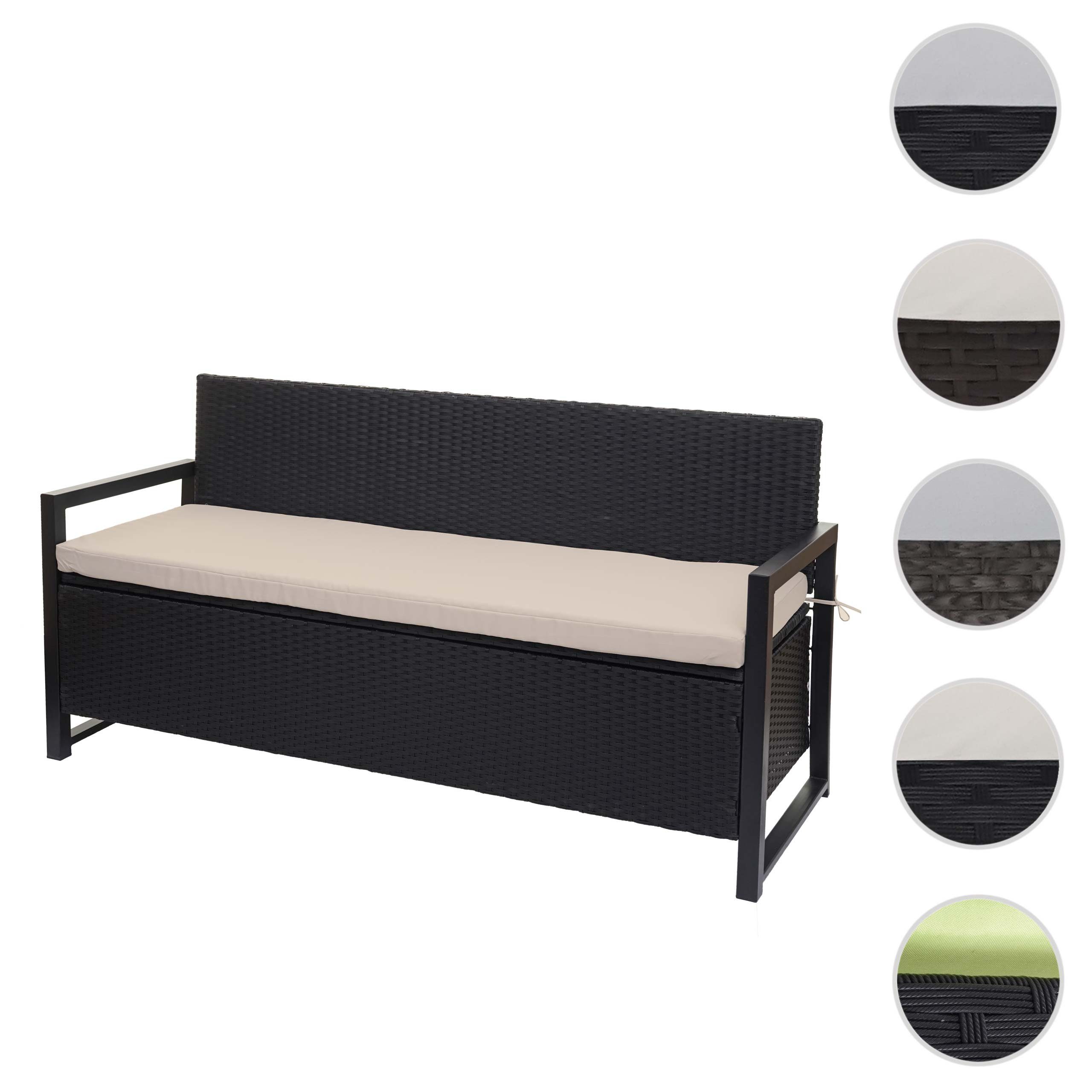 MCW Poly-Rattan 3er Sitzbank F39 anthrazit Kissen beige günstig online kaufen