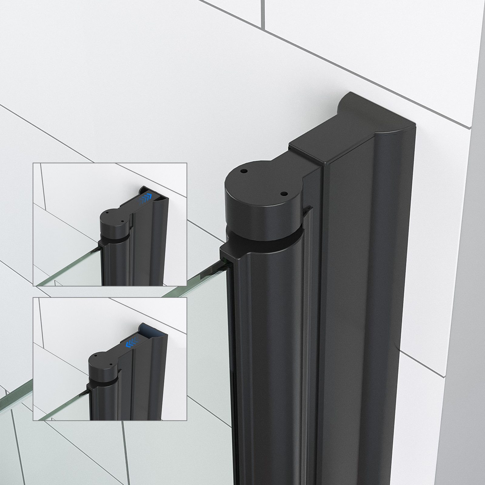 AQUALAVOS Dusch-Pendeltür Duschtür Nische Pendeltür Duschwand Schwingtür mit Dekor Querstreifen, 80x197 cm, 6 mm Nano Einscheiben-Sicherheitsglas, barrierefrei einbaubar, Türöffnung: Tür öffnet nach innen oder außen