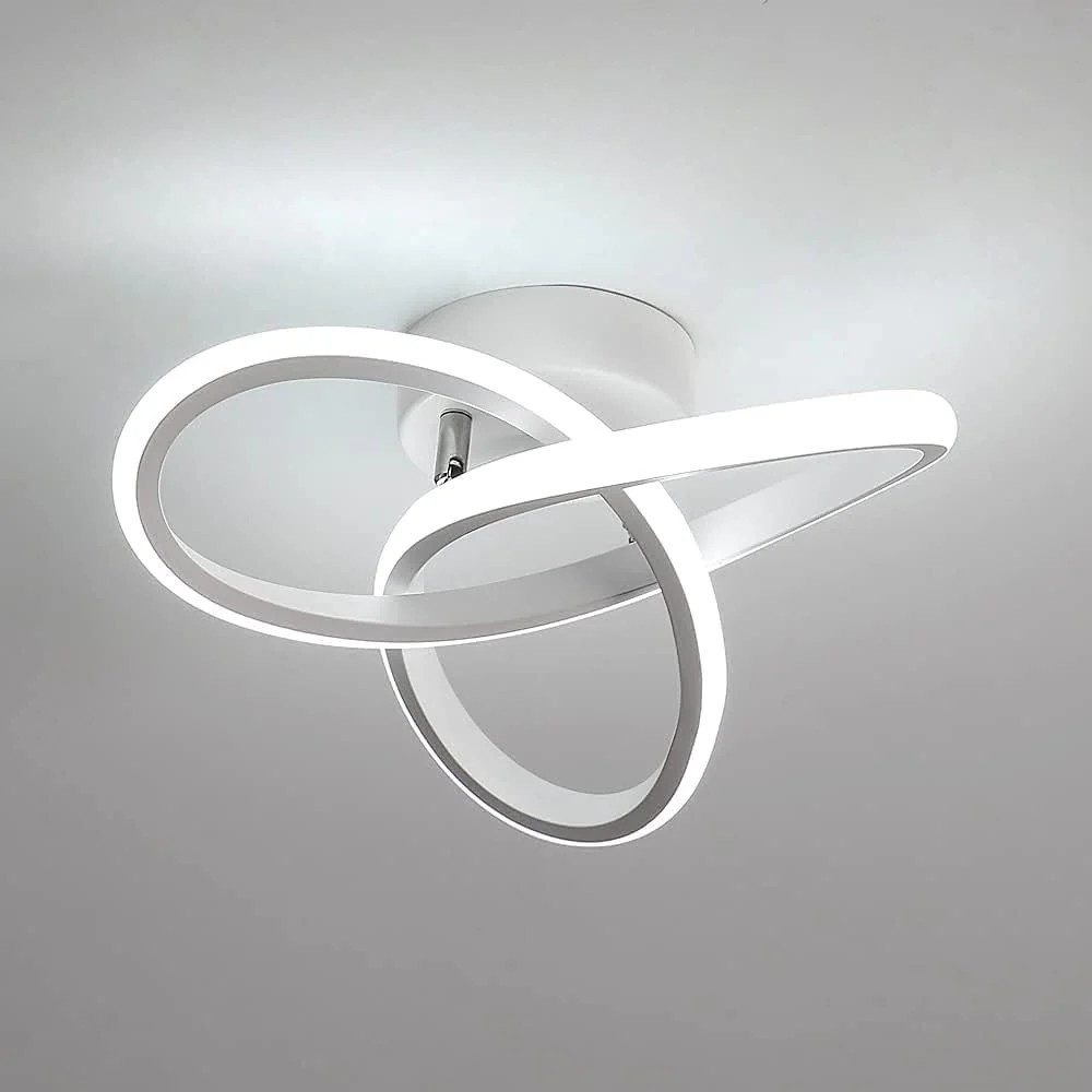 Goeco LED Deckenleuchte modern Weiße&Chrome Deckenlampe 22W 6500K 2500LM, L günstig online kaufen