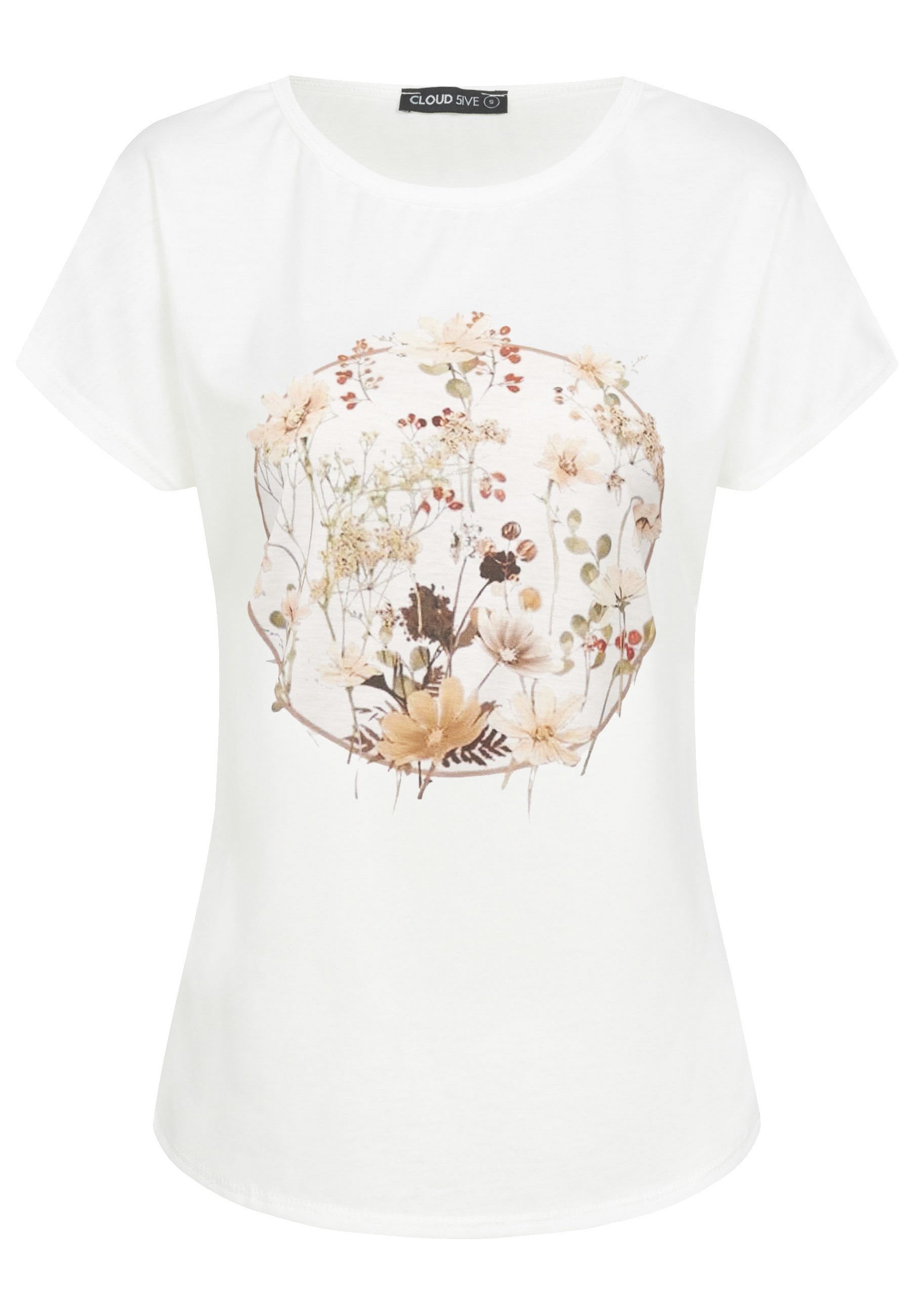 CLOUD 5IVE T-Shirt CLOUD 5IVE Viskose T-Shirt mit Blumen Print (1-tlg)