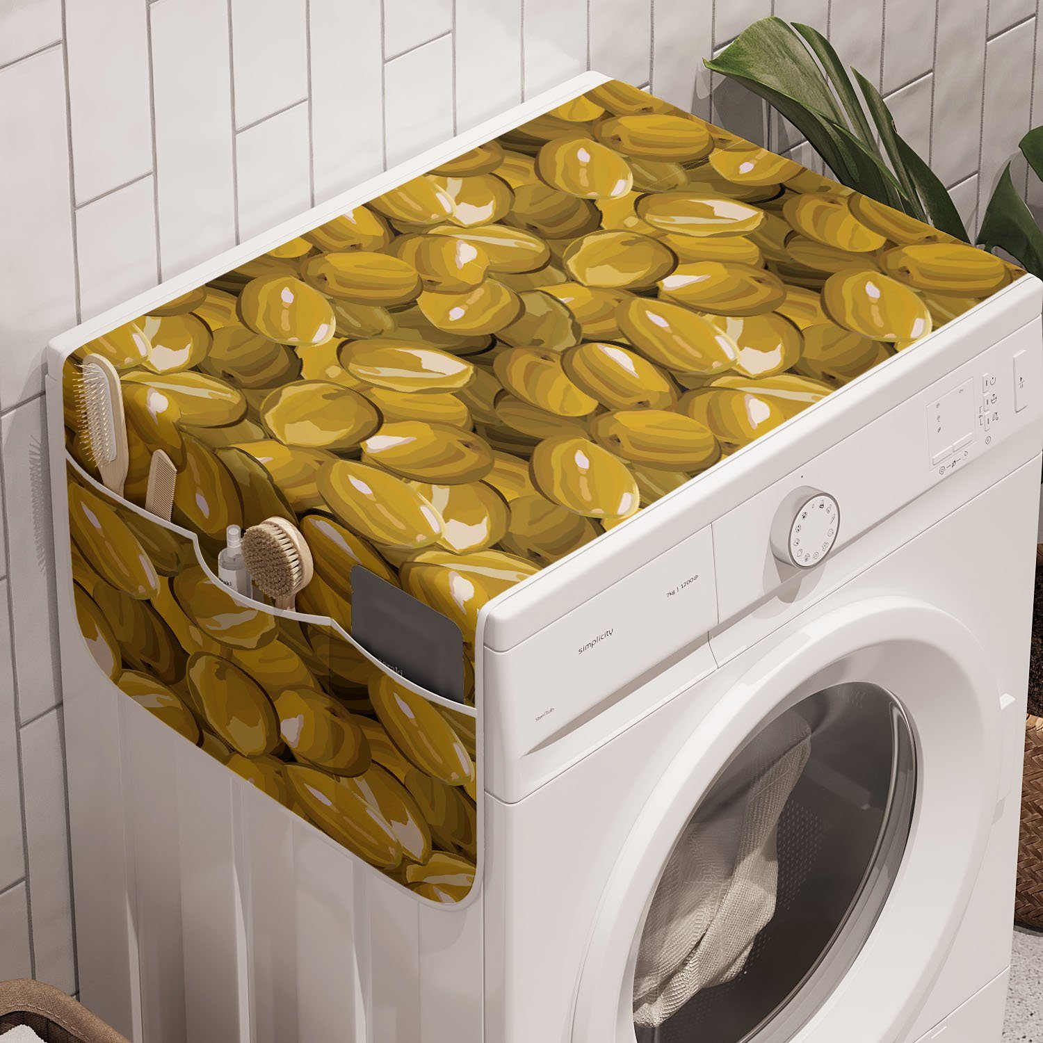 Abakuhaus Badorganizer Anti-Rutsch-Stoffabdeckung für Waschmaschine und Trockner, Olive Makro-Bild von gesunden | Bad-Organizer
