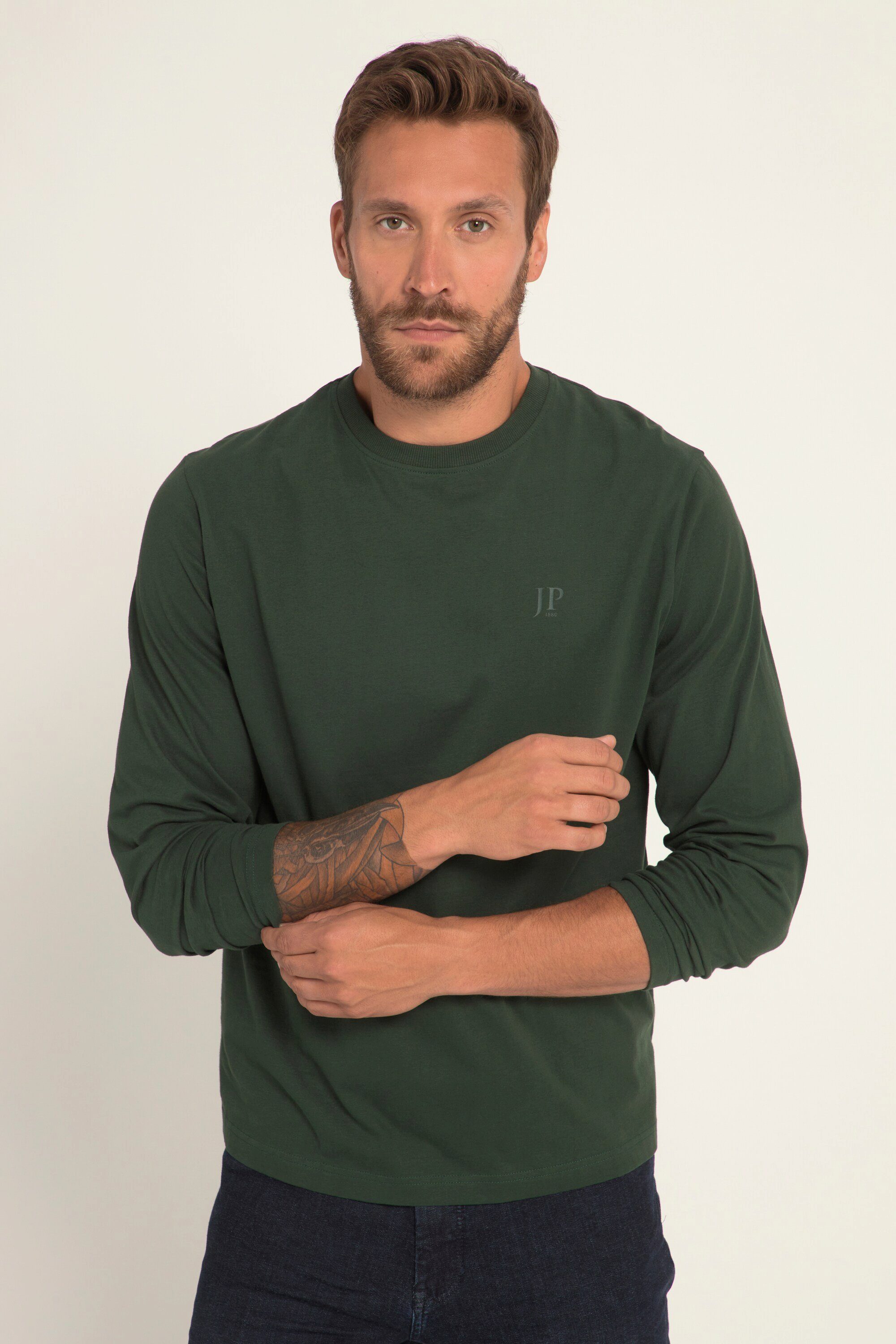 JP1880 T-Shirt Langarmshirt Basic bis 8XL dunkelgrün
