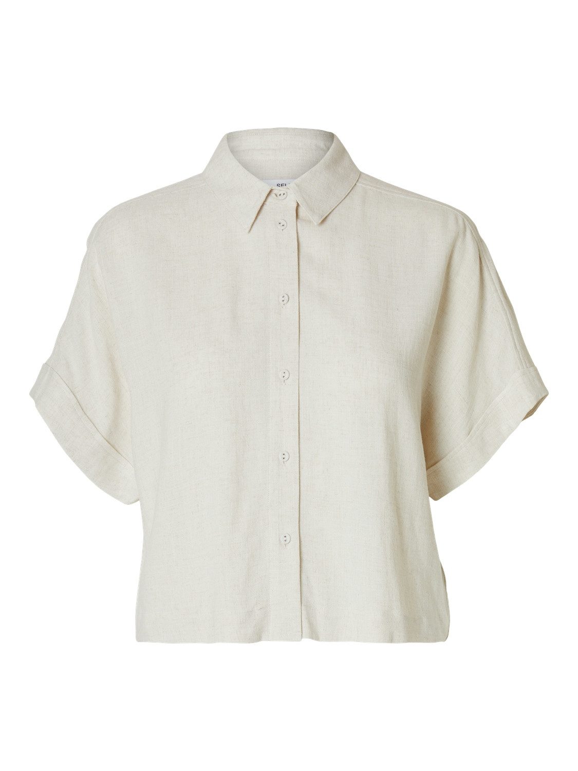 Blusenshirt elegant Knopfleiste Hemdkragen Kurzarm