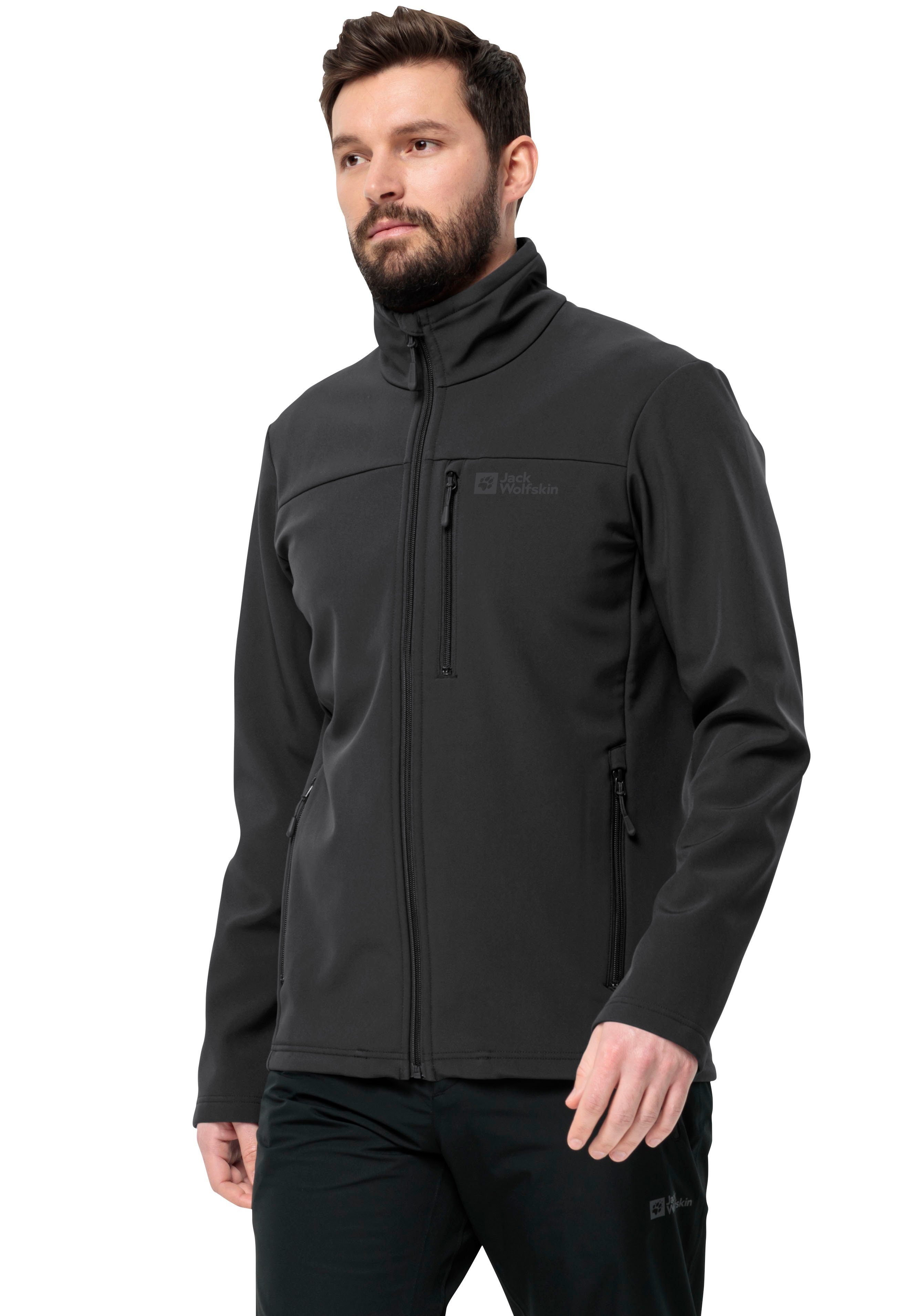 Jack Wolfskin Softshelljacke WHIRLWIND MEN für die Übergangszeit oder kühle Abende black