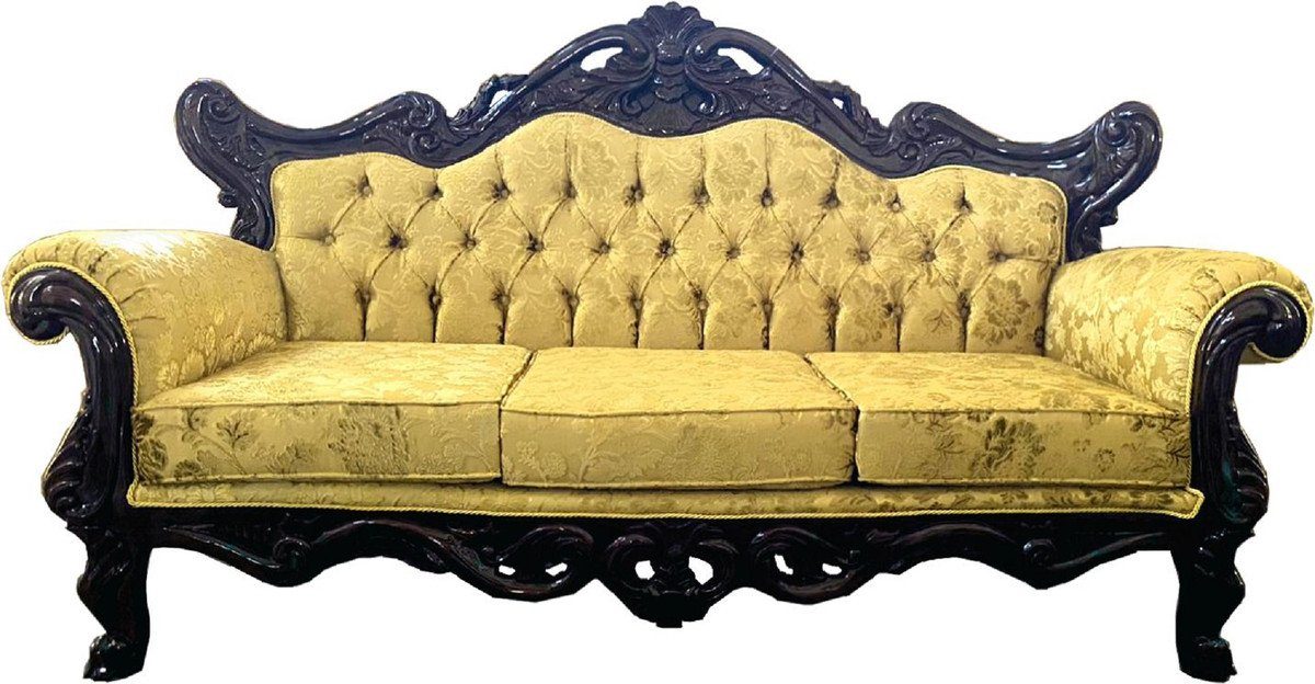 Casa Padrino Sofa Luxus Barock Sofa Gold / Dunkelbraun - Prunkvolles Wohnzimmer Sofa mit elegantem Muster - Wohnzimmer Möbel im Barockstil | Alle Sofas