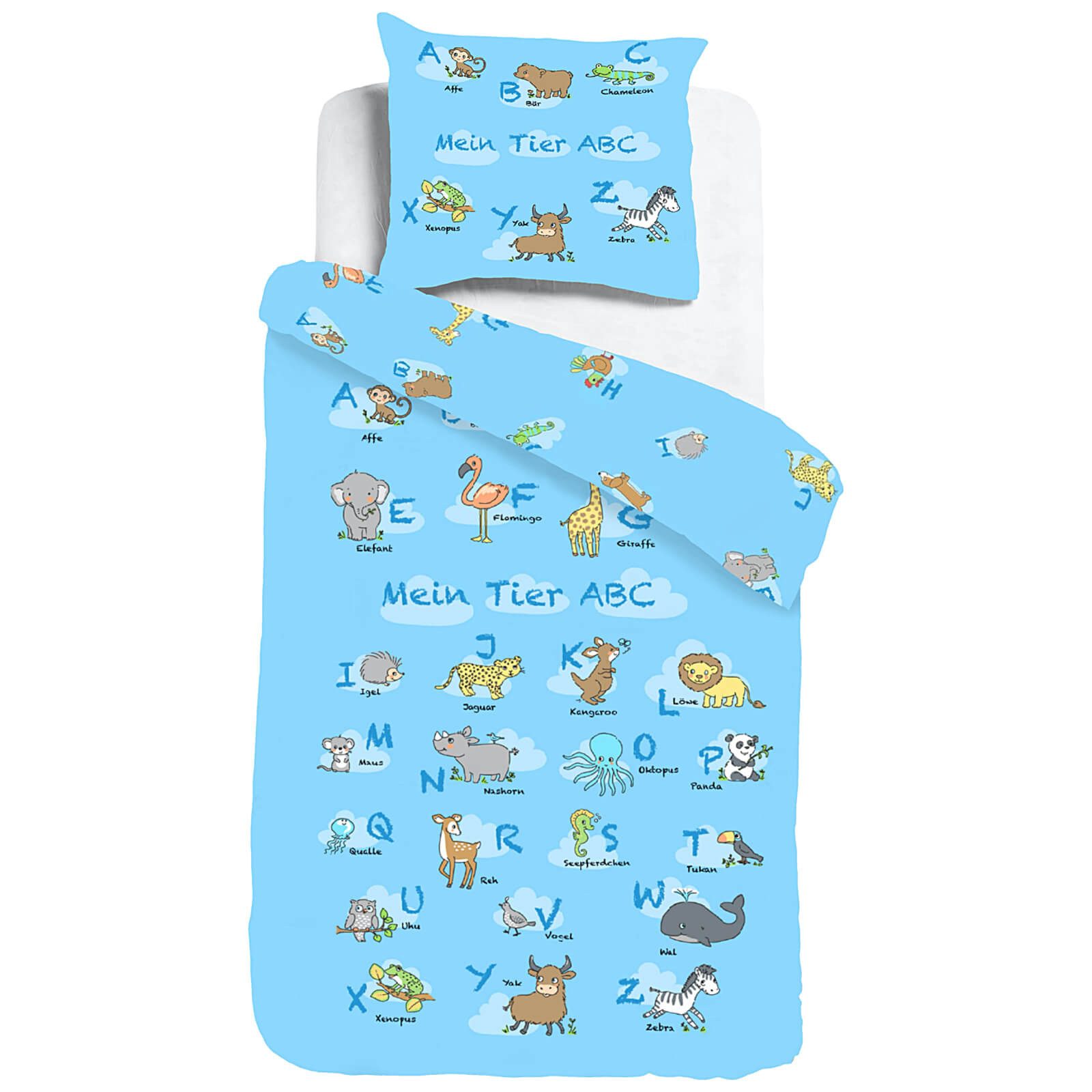 ESPiCO Kinderbettwäsche Mein Tier ABC, Renforcé, 2 teilig, Alphabet, Buchstaben, Tier, ABC