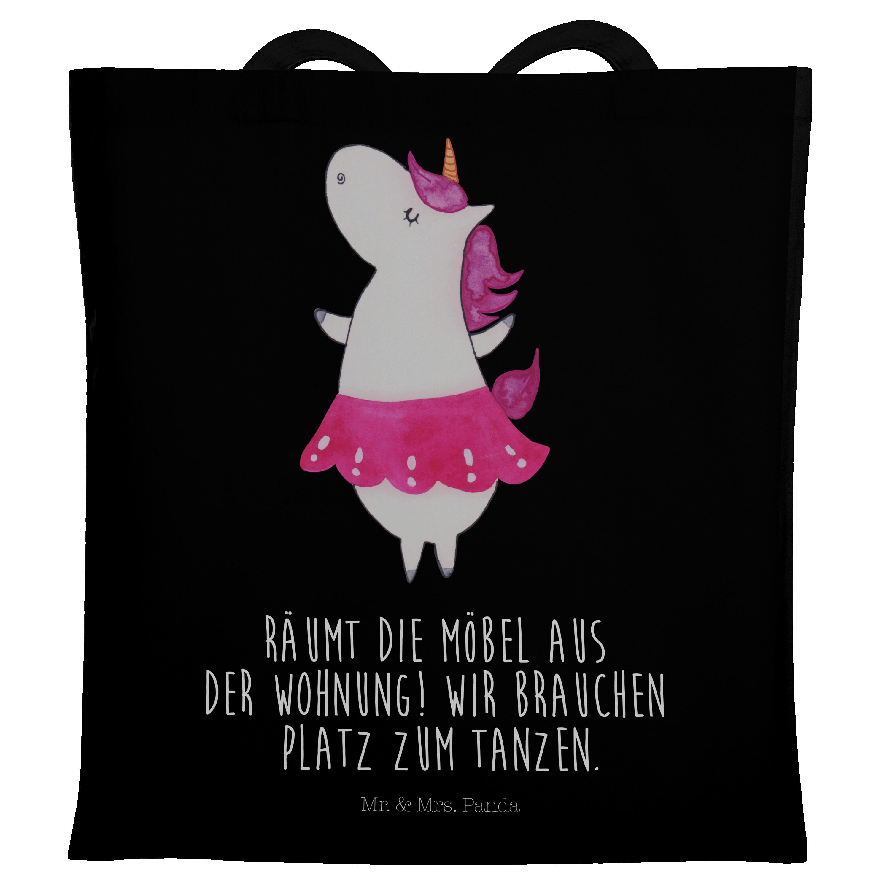 Jutebeutel, - Ballerina Einhörne Unicorn, Einhorn & Geschenk, Mrs. Tragetasche Mr. Schwarz (1-tlg) - Panda
