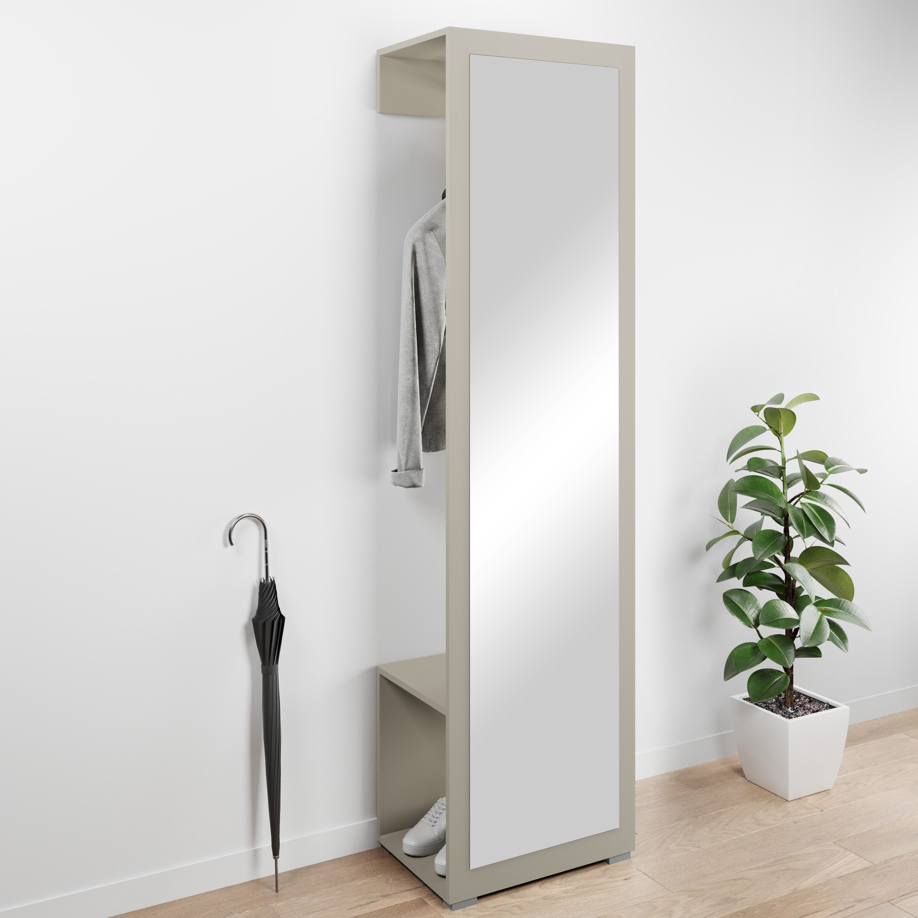 OTTO home Garderobenschrank Paris moderne Garderobenschrank 190cm, mit Kleiderstange und Frontspiegel