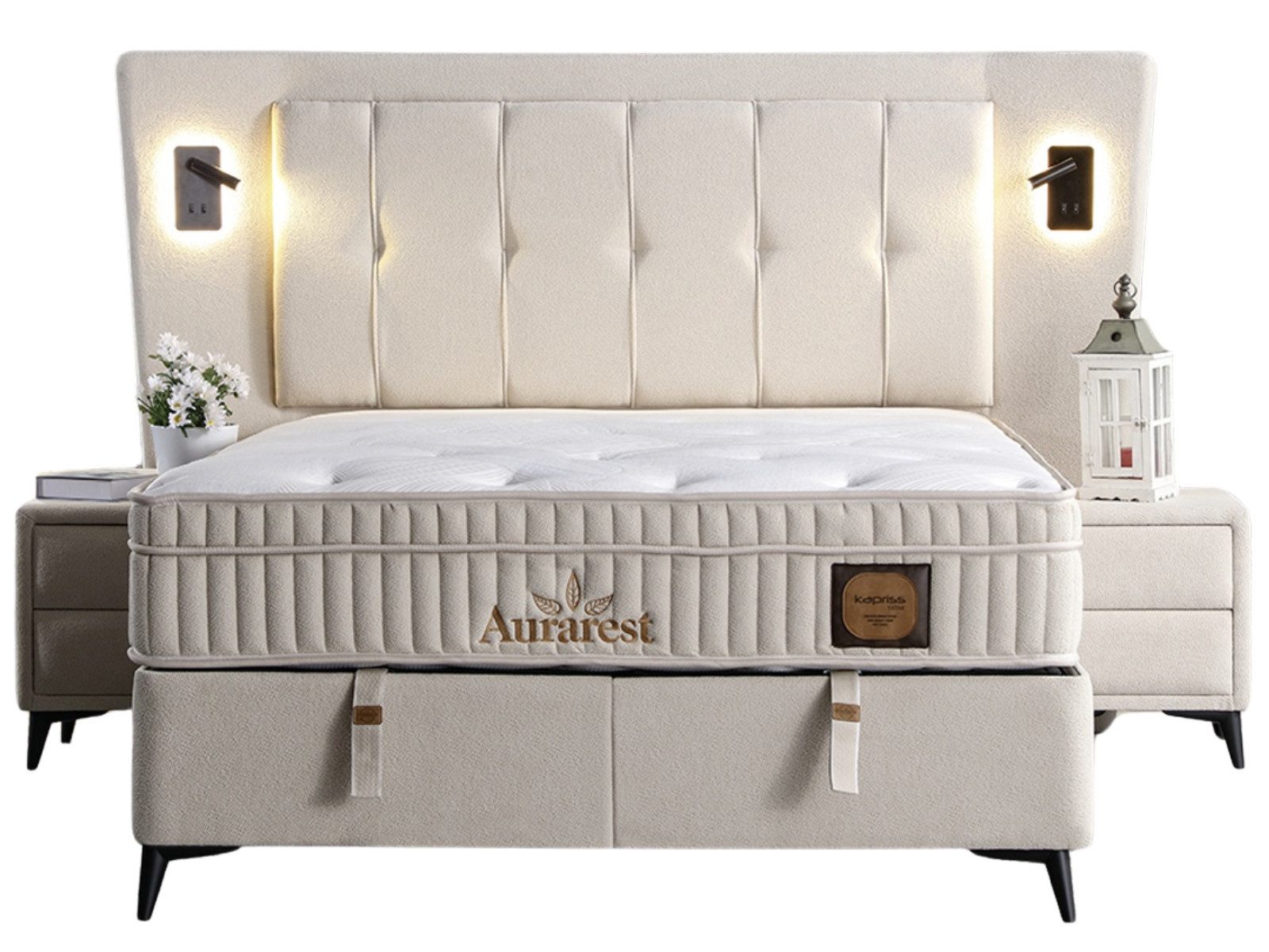 Villa Möbel Boxspringbett Aurarest (Bett, Bett), XXL-Bettkasten mit Gasdruckfedern  mühelos & geräumig