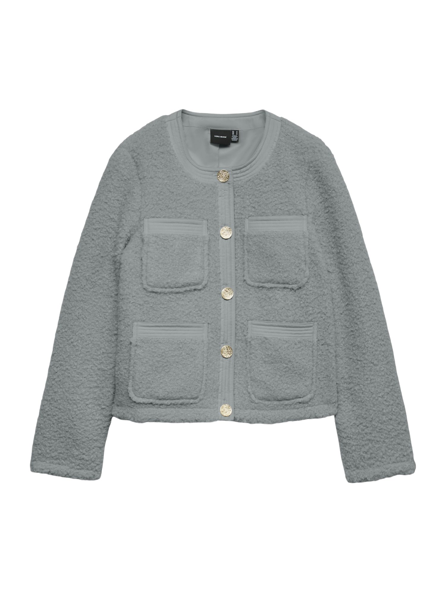 Vero Moda Kurzjacke grau,Freizeit,Polyester,Unifarben,Rundhals,Lang,Gerade