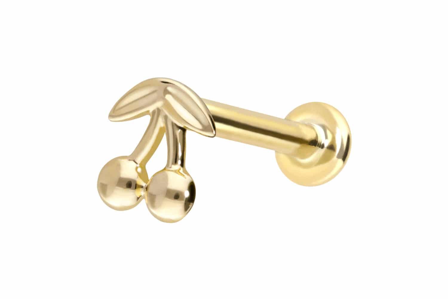 Piercing-Set 14 Karat Gold Labret mit Innengewinde KIRSCHEN