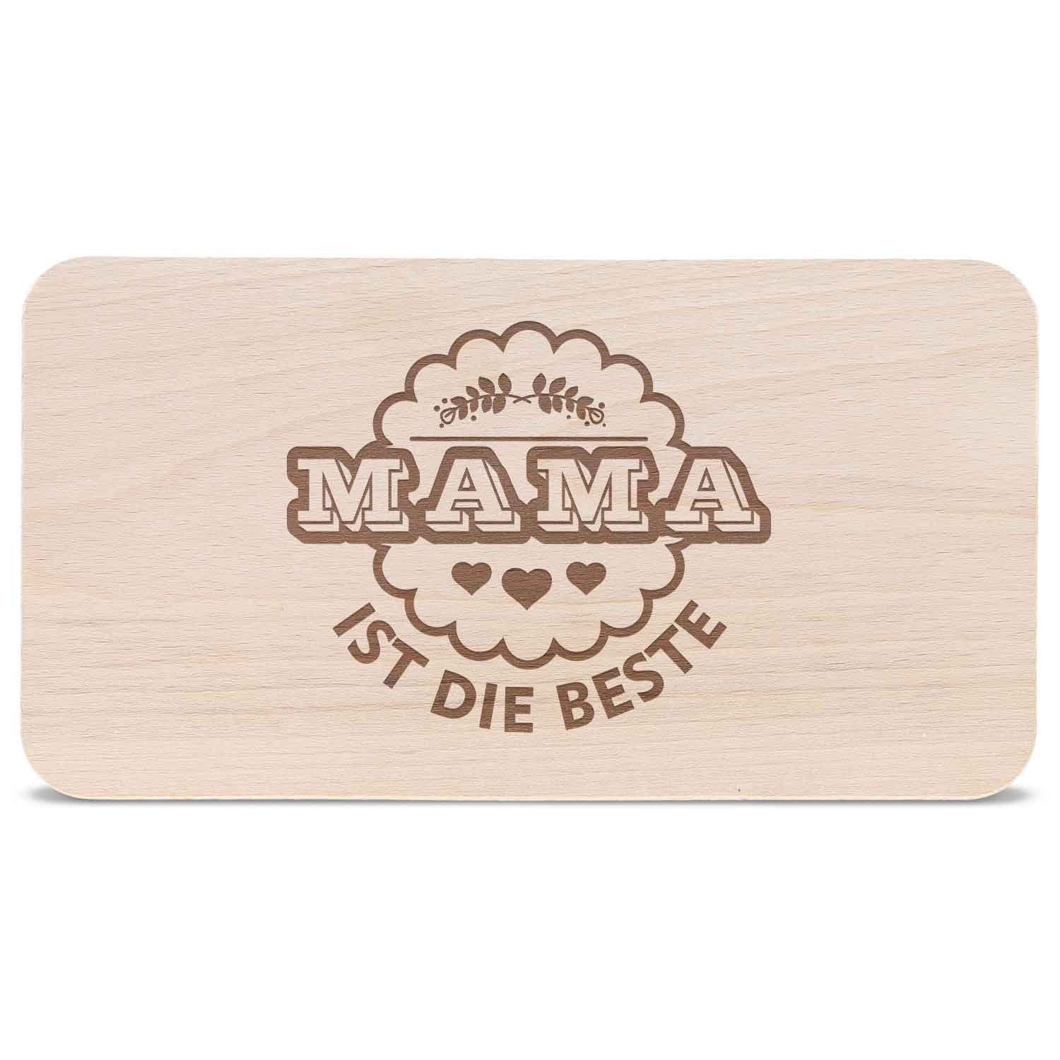 GRAVURZEILE Schneidebrett Frühstücksbrettchen Brotzeitbrett mit Gravur - Mama ist die Beste, Holz, (Kein Set), Geschenk für Mama zum Muttertag Geburtstag