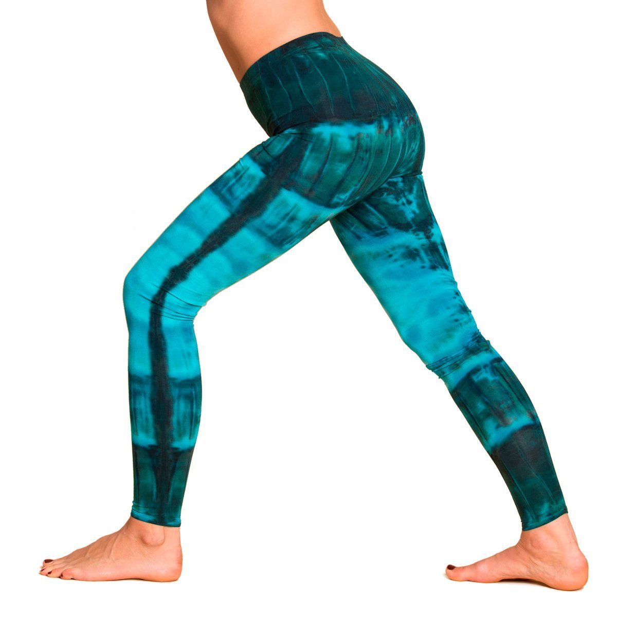 Leggings PANASIAM lange Look im Sportleggings Viskose Hose aus Goa Yogaleggings natürlicher Batik Blue-line Legging N008 Unikat Sporthose Leggings Leggings Batik 'Zebra'