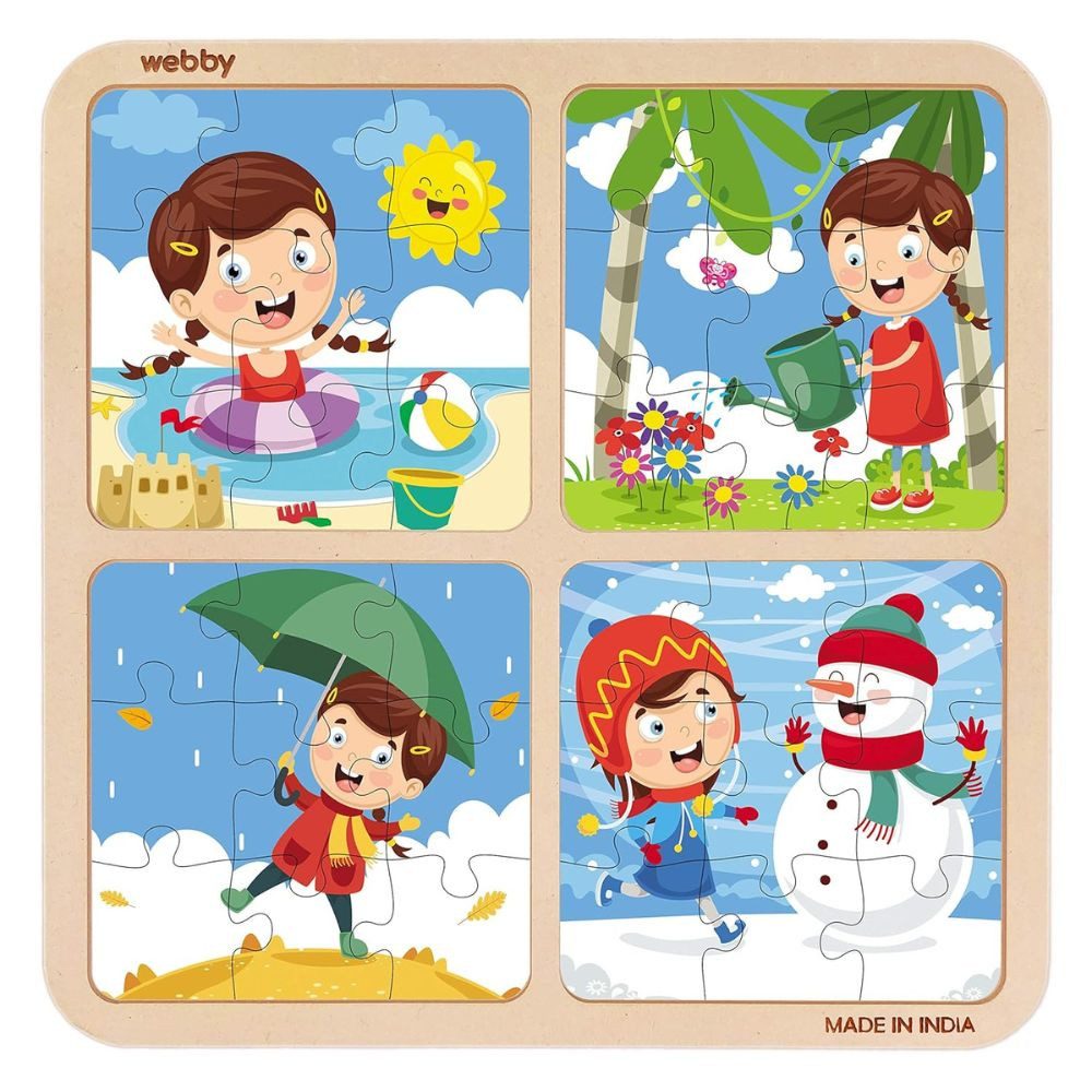 Webby Toys Puzzle 4-in-1 Holzpuzzle – 36 Teile – Lernspiel für Kleinkinder, 35 Puzzleteile, Sicheres, umweltfreundliches Holz für interaktives Spielen