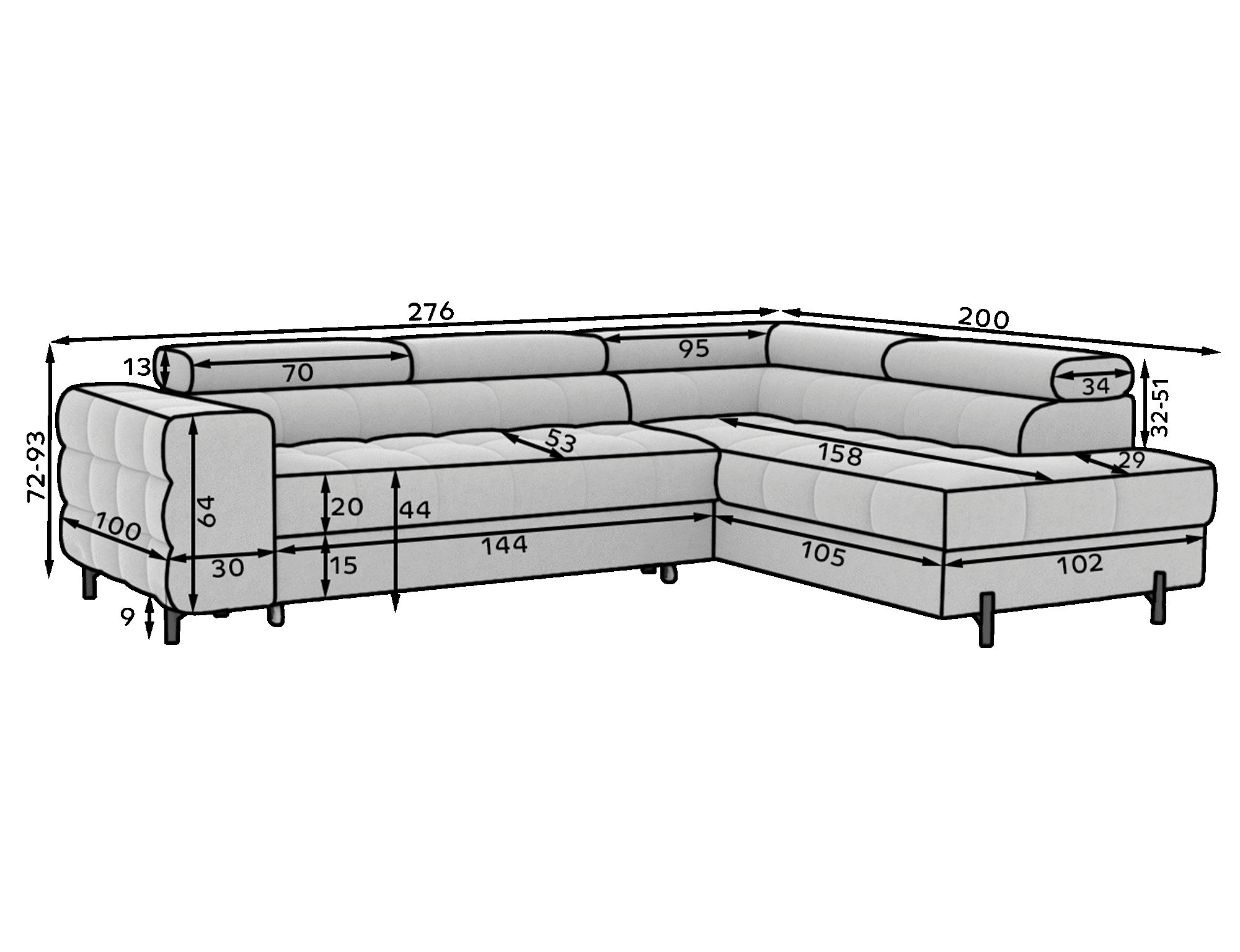 Möbel für Dich Ecksofa Ferucce 276x200x72-93 günstig online kaufen