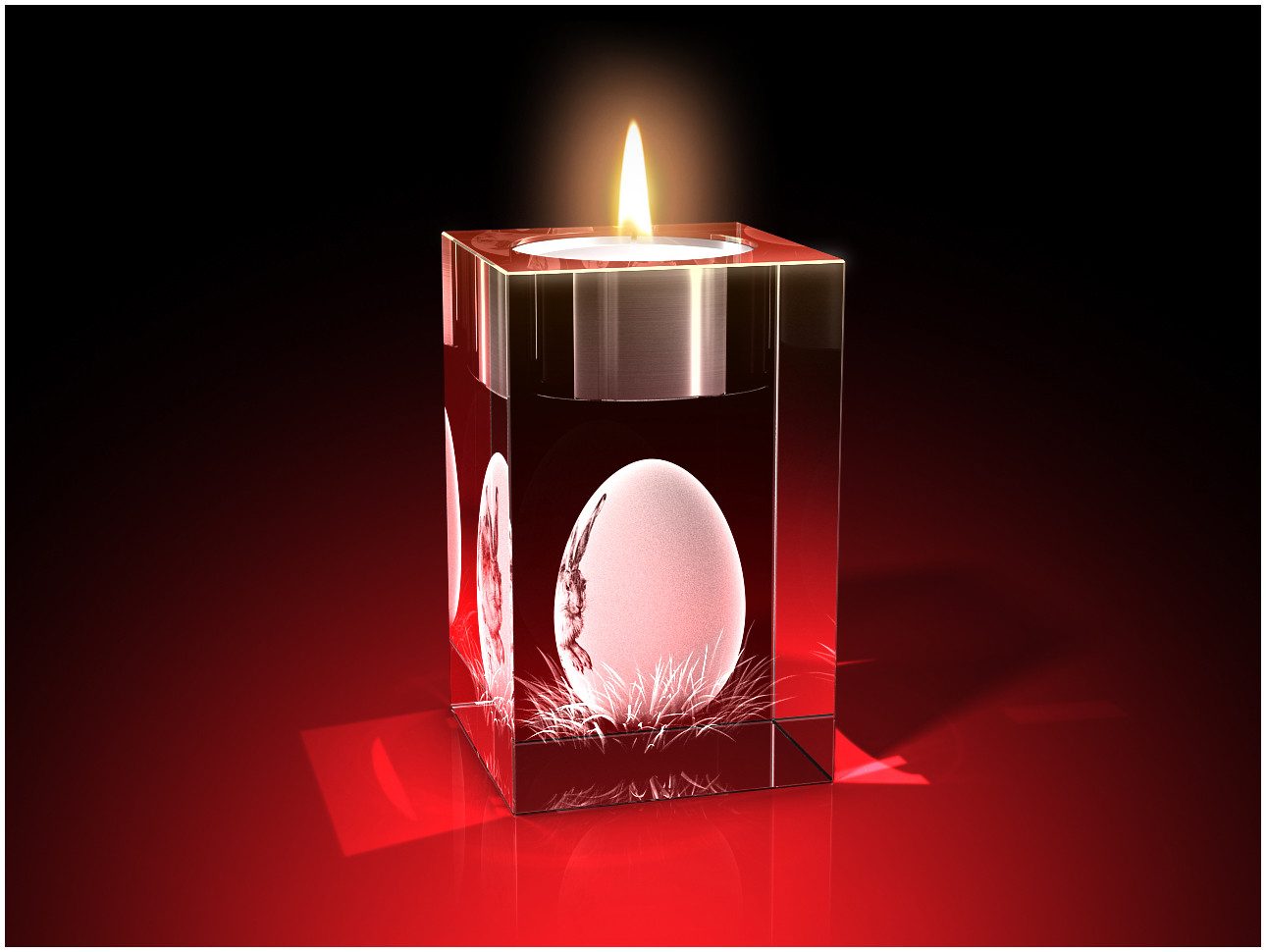 GLASFOTO.COM Teelichthalter Oster-Teelichthalter (einzeln), Ostern, 3D-Motive, Kristallglas