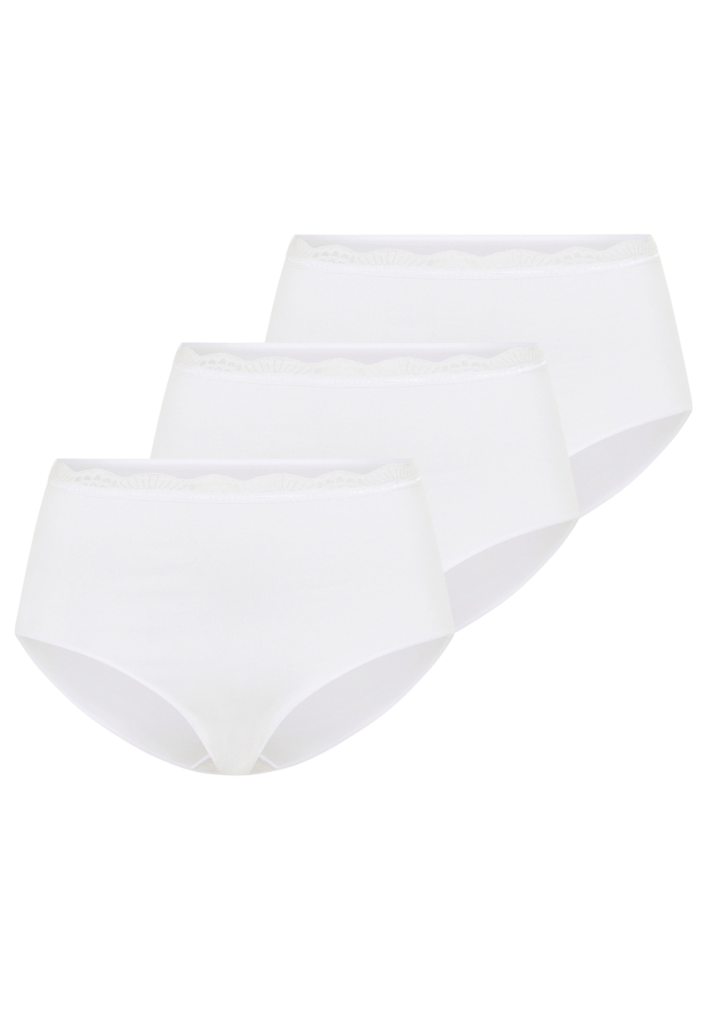 YSABEL MORA Taillenslip BASIC COLLECTION COTTON WITH LACE (3er Pack) hochgeschnitten und mit zarter Spitze verfeinert