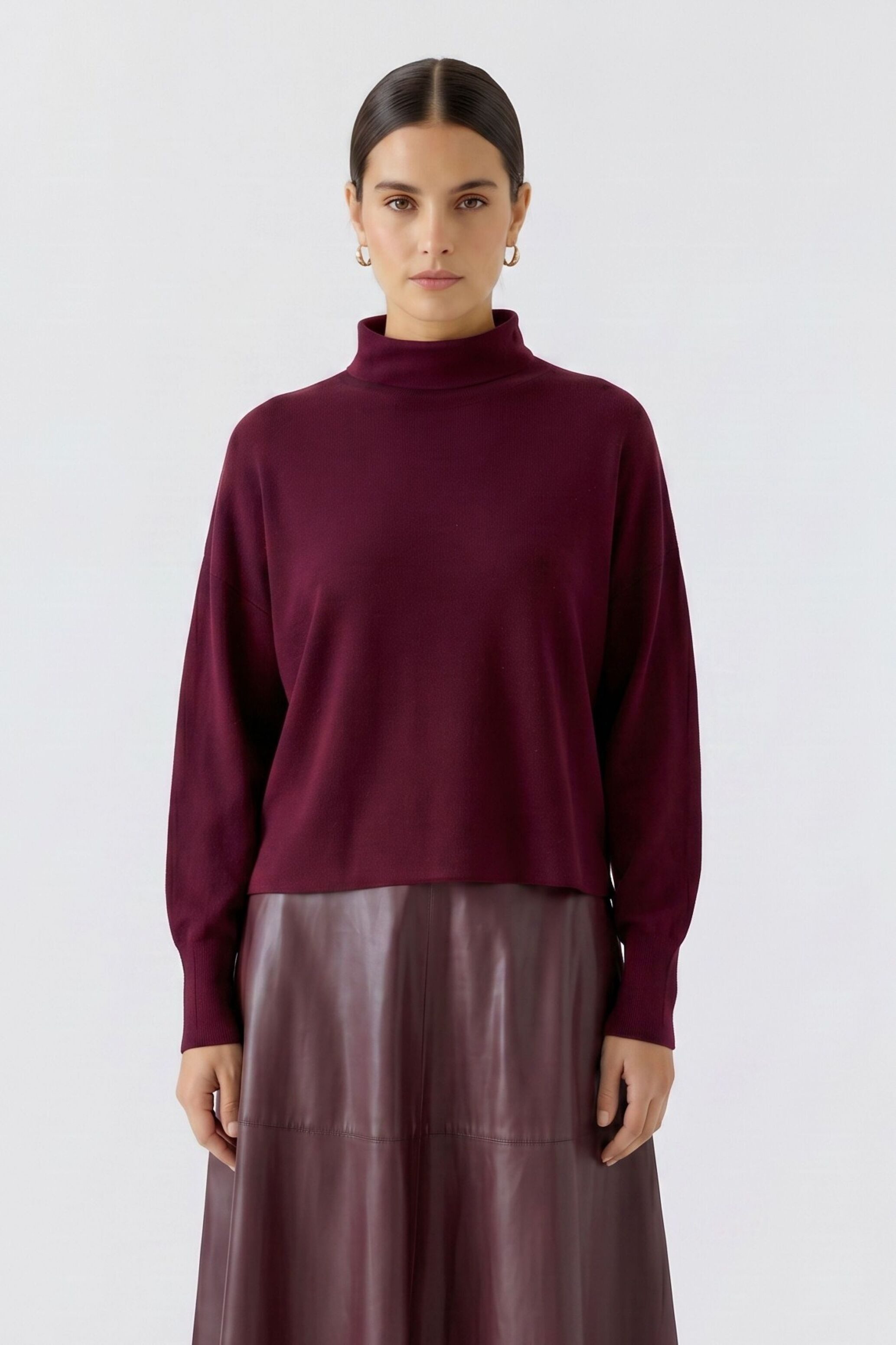 Oui Strickpullover Lässig geschnitten Rollkragen