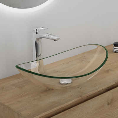 Mai & Mai Aufsatzwaschbecken Glaswaschbecken Glas Waschplatz Handwaschbecken Minerva08, leichte Reinigung, ohne Überlauf