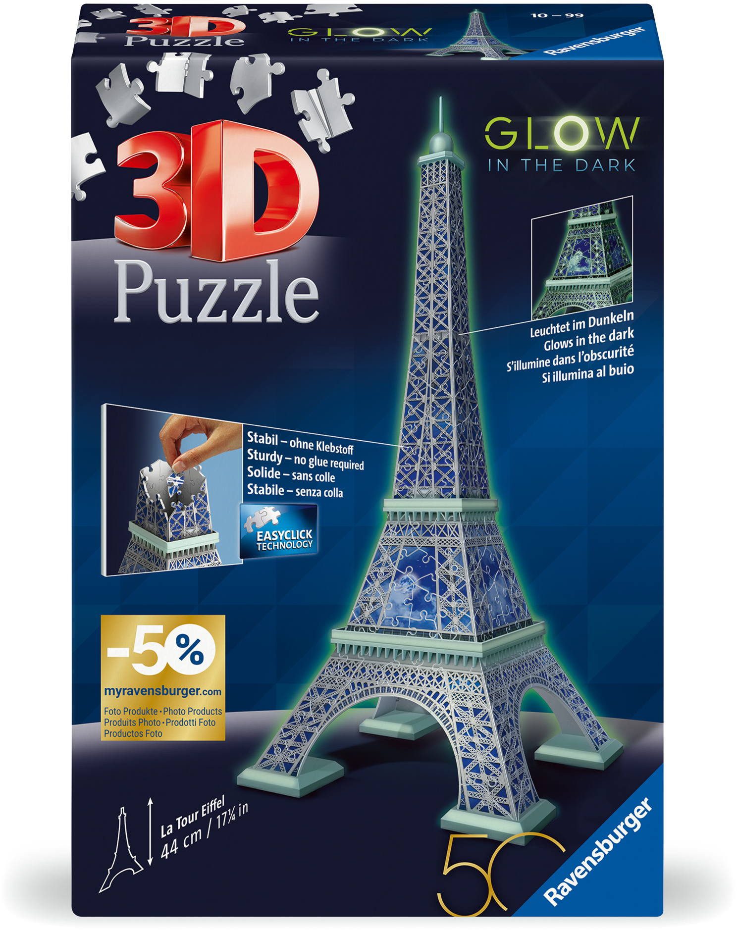Puzzle 216 Teile 3D Puzzle Bauwerk Glow in the Dark Eiffelturm 11591