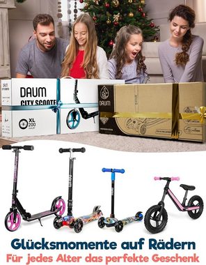 LUCHS Dreiradscooter Kinderscooter, Höhenverstellbarer Kickscooter 60-84 cm, Dreirad Roller, Leichter Kinderroller mit 3.5 kg, 11 cm hohe leuchtende LED Räder