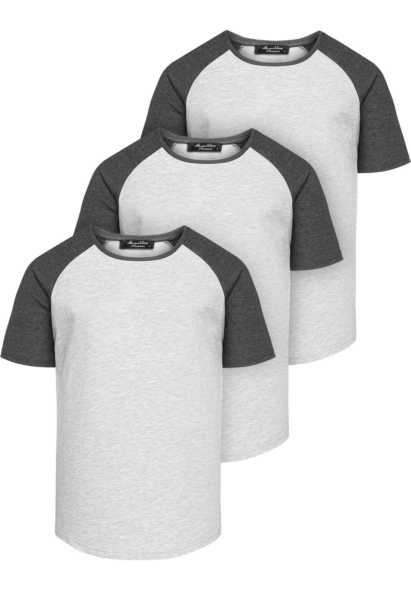 Amaci&Sons T-Shirt 3. OMAHA 3er-Pack T-Shirts (3er-Pack) Herren Basic Overs günstig online kaufen