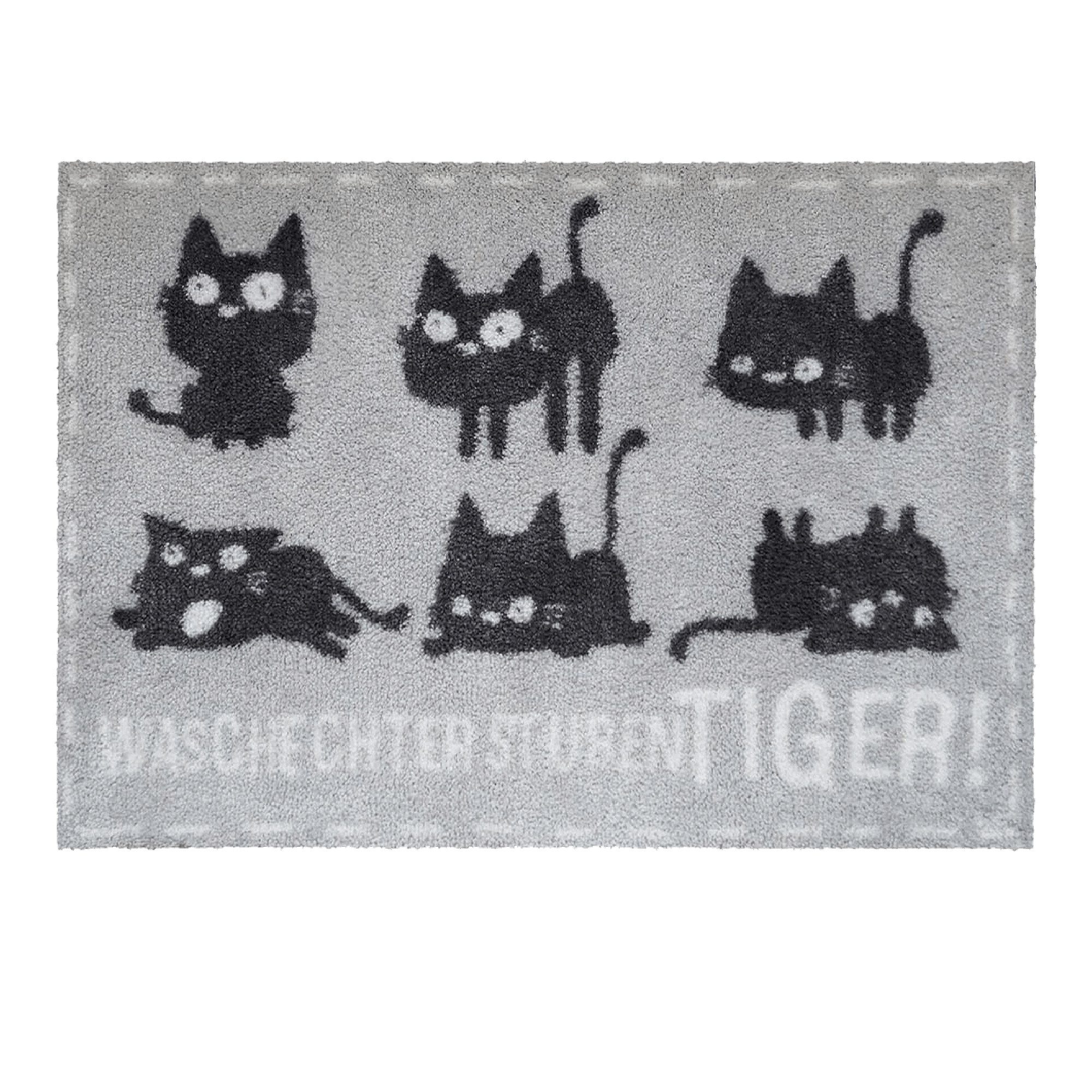 akzente Fußmatte Feel Stubentiger Stone, Rechteckig, Höhe: 6 mm, 50x70 cm, Polyester, Latex, rutschfest, saugfähig, Schmutzfänger