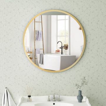 Boromal Badspiegel Wandspiegel Groß Gold Rund 60cm Spiegel Wand mit Rahmen Badezimmer, für Badezimmer, Ankleidezimmer, Wohnzimmer, Eingang Wanddekoration
