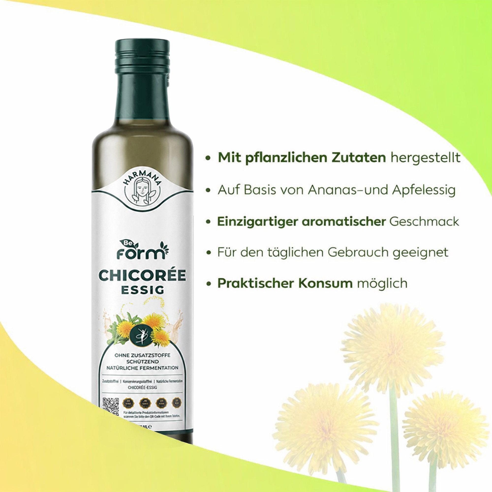 Harmana Essig Chicorée Essig - mit Mumijo Natürlich fermentiert, BeForm 250 ml, 250 ml, Ideal für einen bewussten und ausgewogenen Lebensstil