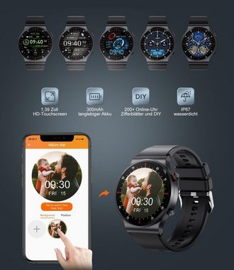 FEELNEVER Smartwatch (1,39 Zoll, Android iOS), Herren mit Telefonfunktion mit SpO2 100+ Sportmodi IP67 Wasserdicht