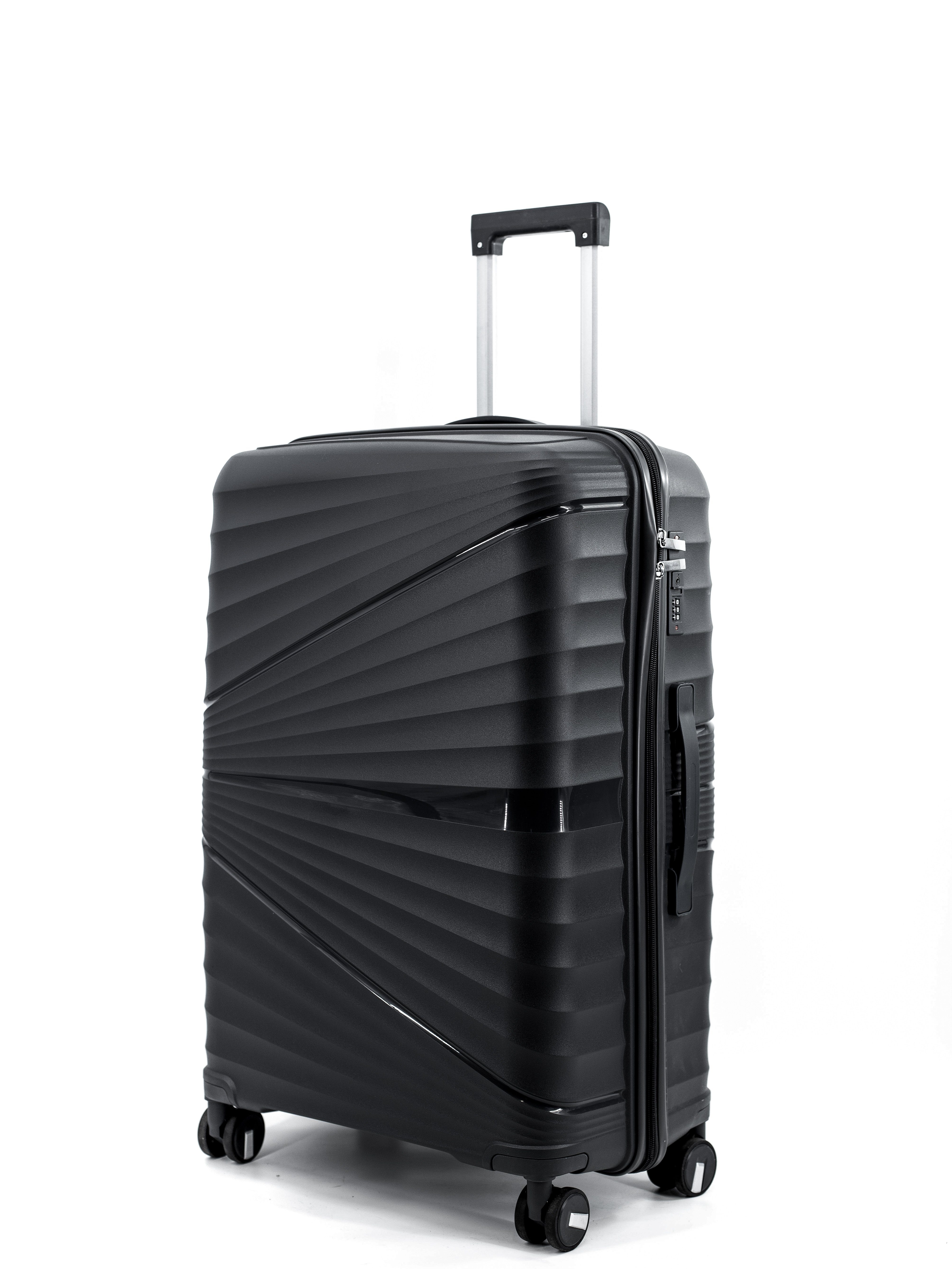 4 Easy Rollen, Reisekoffer Zephyra Set tlg. Black 02, Hartschalen-Trolley mit Move M-L-XL Rollen, 3 360°