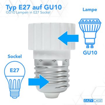 EAZY CASE Lampenfassung Lampensockel Sets E27 auf GU10 Adapter Fassung Lampe Stecker Glühbirne, (Spar-Set), Lampenadapter E27 zu GU10 Adapter Lampen LED Halogen Energiesparlampen