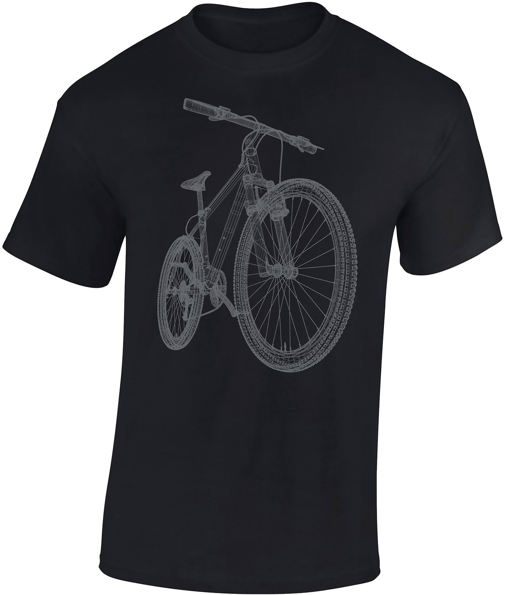 Baddery Print-Shirt Fahrrad T-Shirt: "MTB Blueprint" - Mountainbike Shirt, günstig online kaufen