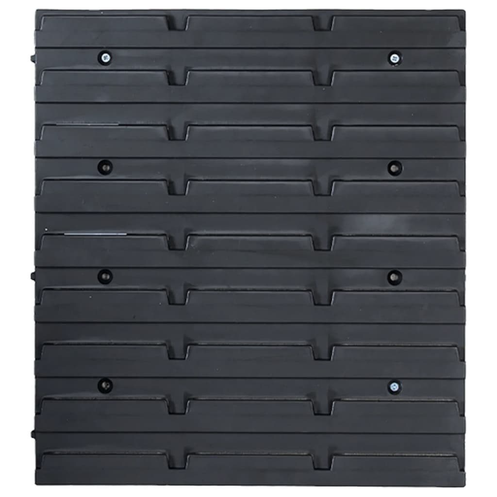 vidaXL Werkzeugbox 48tlg. Behälter-Set Schwarz Kleinteile Wandplatten mit Blau für