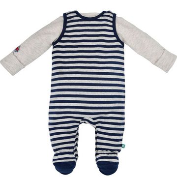 BONDI Strampler Baby Jungen Newborn Anzug "Bagger" geringelt 2-tlg. 93654, Blau Natur (2-tlg)