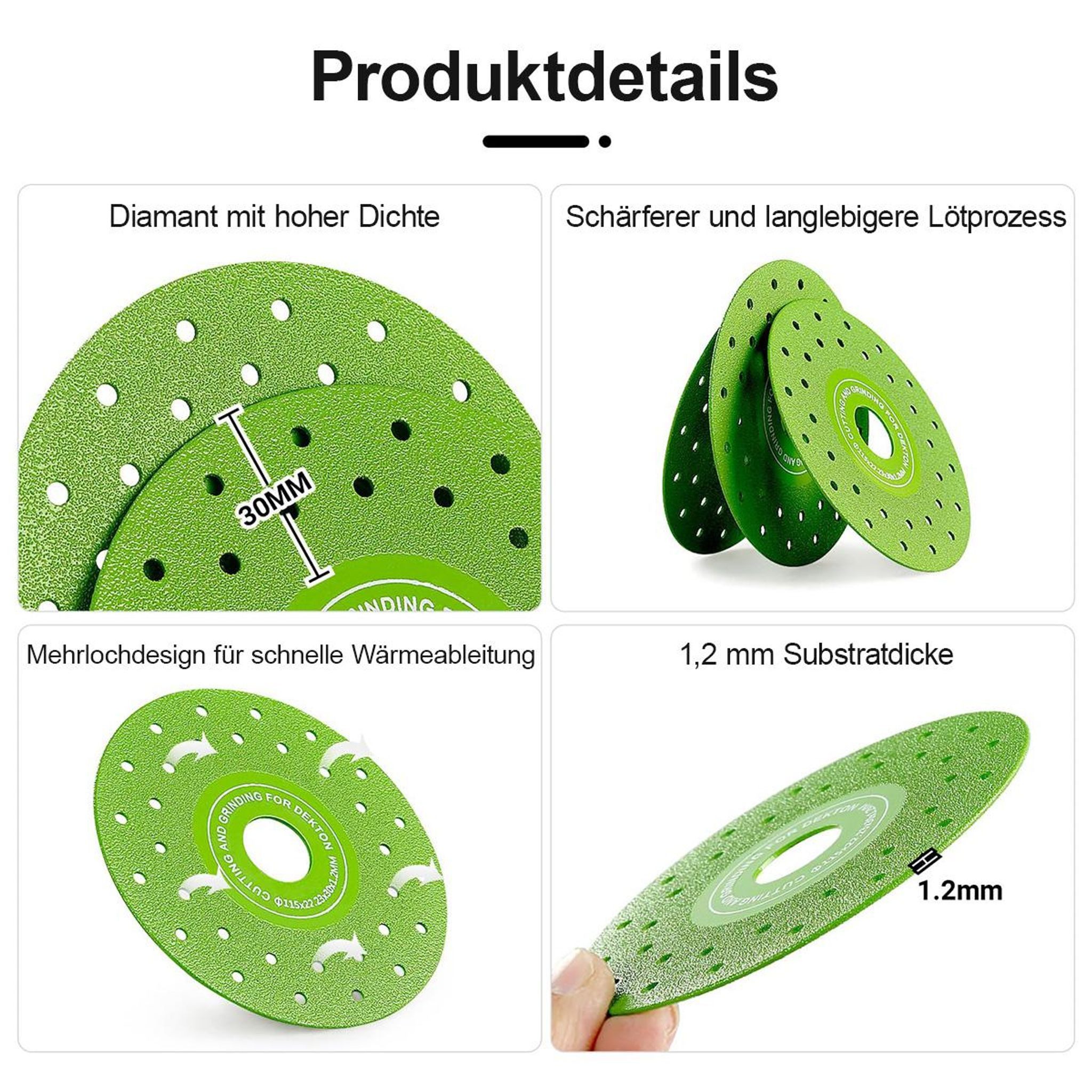FELIXLEO Diamanttrennscheibe 3 Stück 115 mm Diamanttrennscheibe ultradünn Porzellan Glas Keramik – Bild 3 von 5