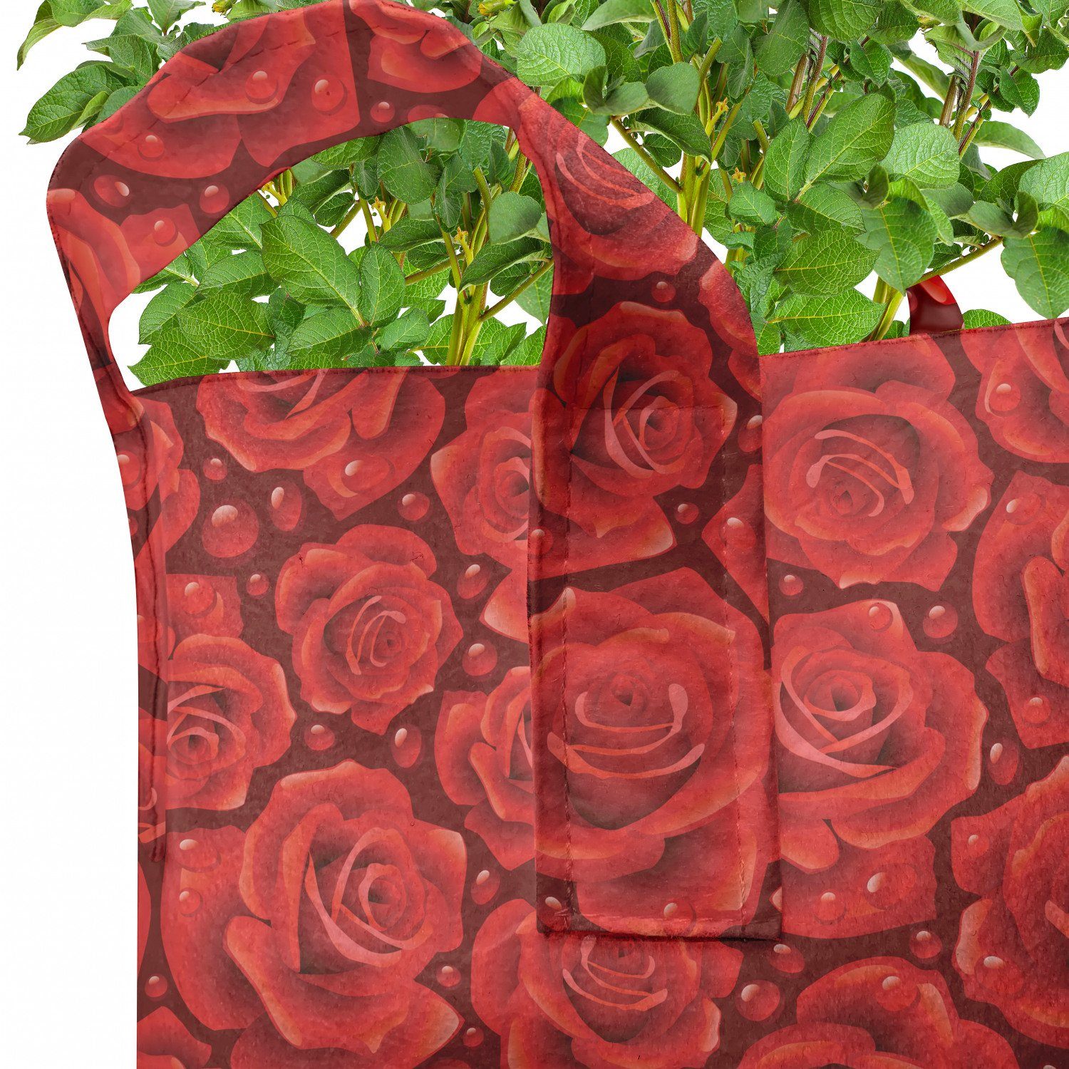Abakuhaus Pflanzkübel Rote Griffen mit für Regen-Tropfen Wasser Rosen hochleistungsfähig Pflanzen, Rose Stofftöpfe