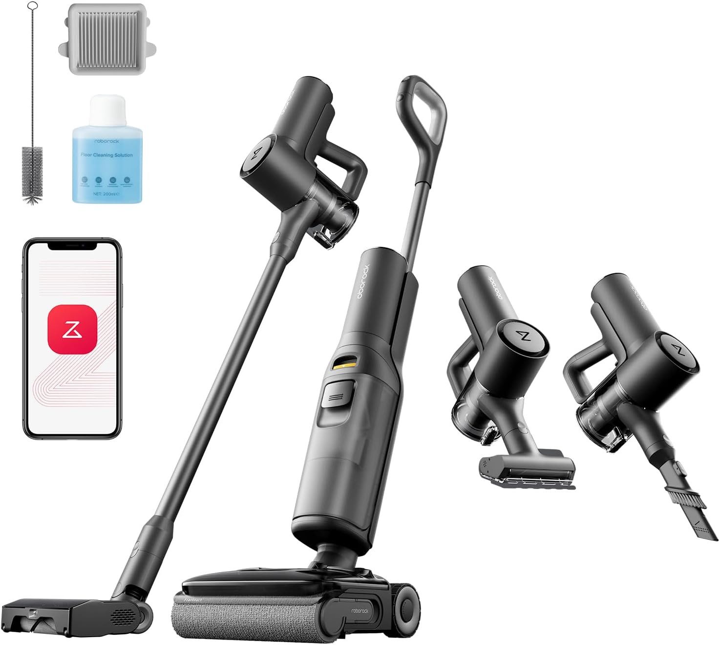 Roborock Nass-Trocken-Akkusauger F25 ACE Combo 5-in-1 kabelloser Sauger Bodenreinigungsmaschine, mit Beutel, 20.000 Pa Absaugleistung, für nasse und trockene Verschmutzungen