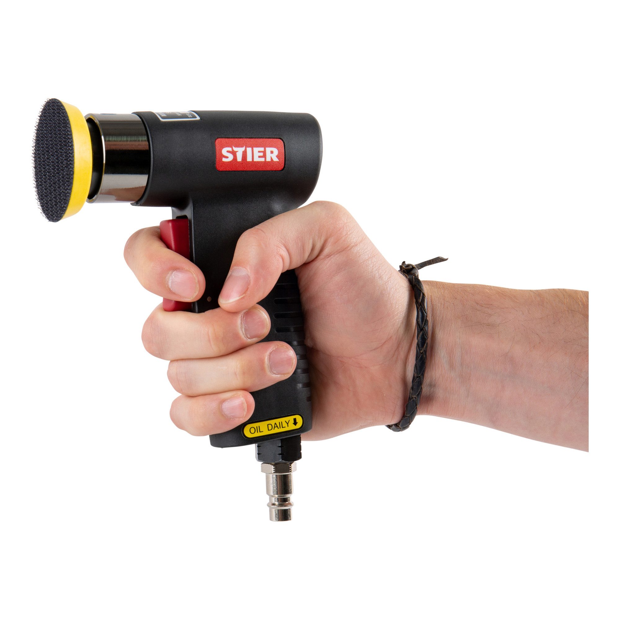 Stier Druckluft-Exzenterschleifer STIER Mini-Exzenterschleifer-Satz ME-26 Länge 100 mm 64-teilig